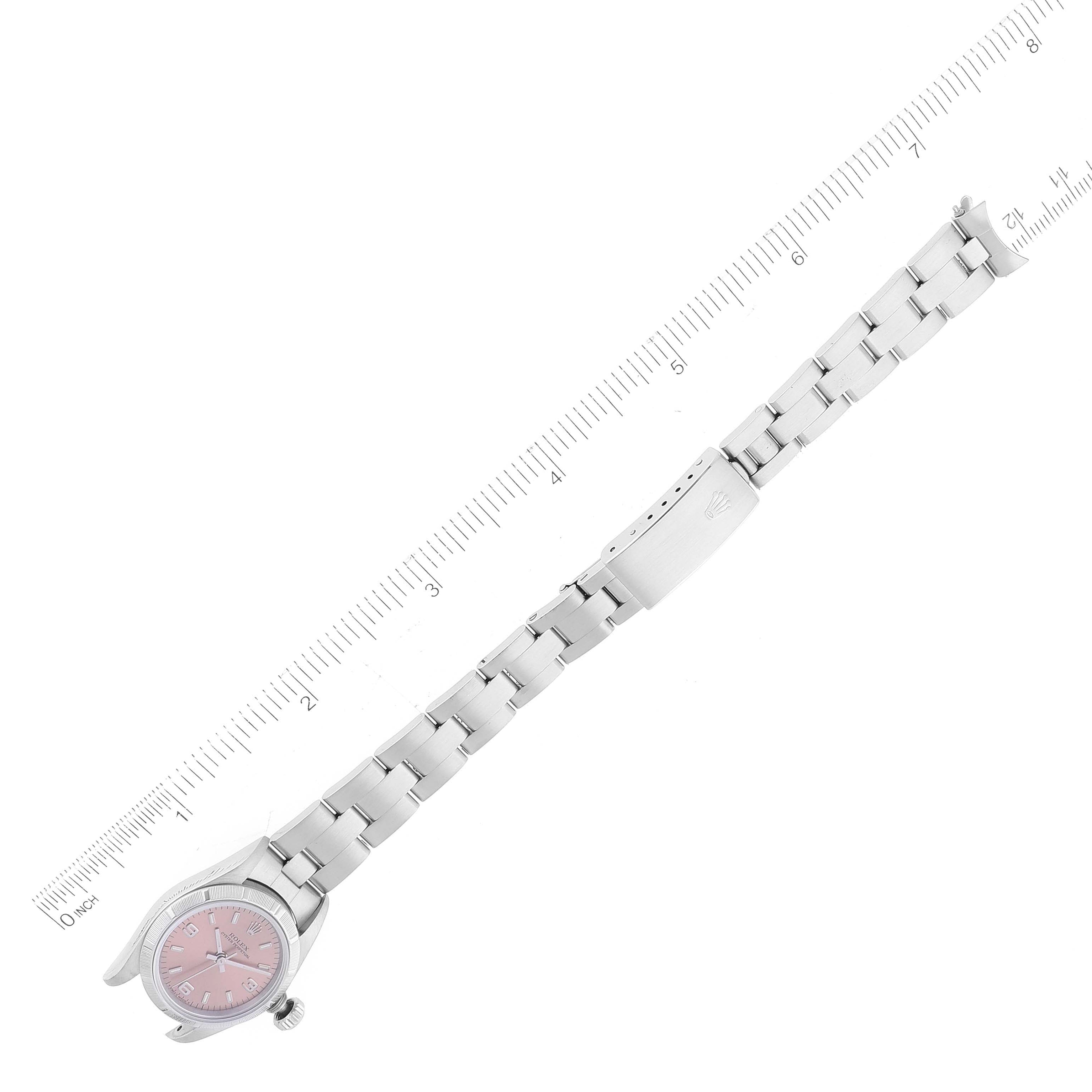 Rolex Oyster Perpetual Salmon Dial Steel Ladies Watch 67230 Box Papers