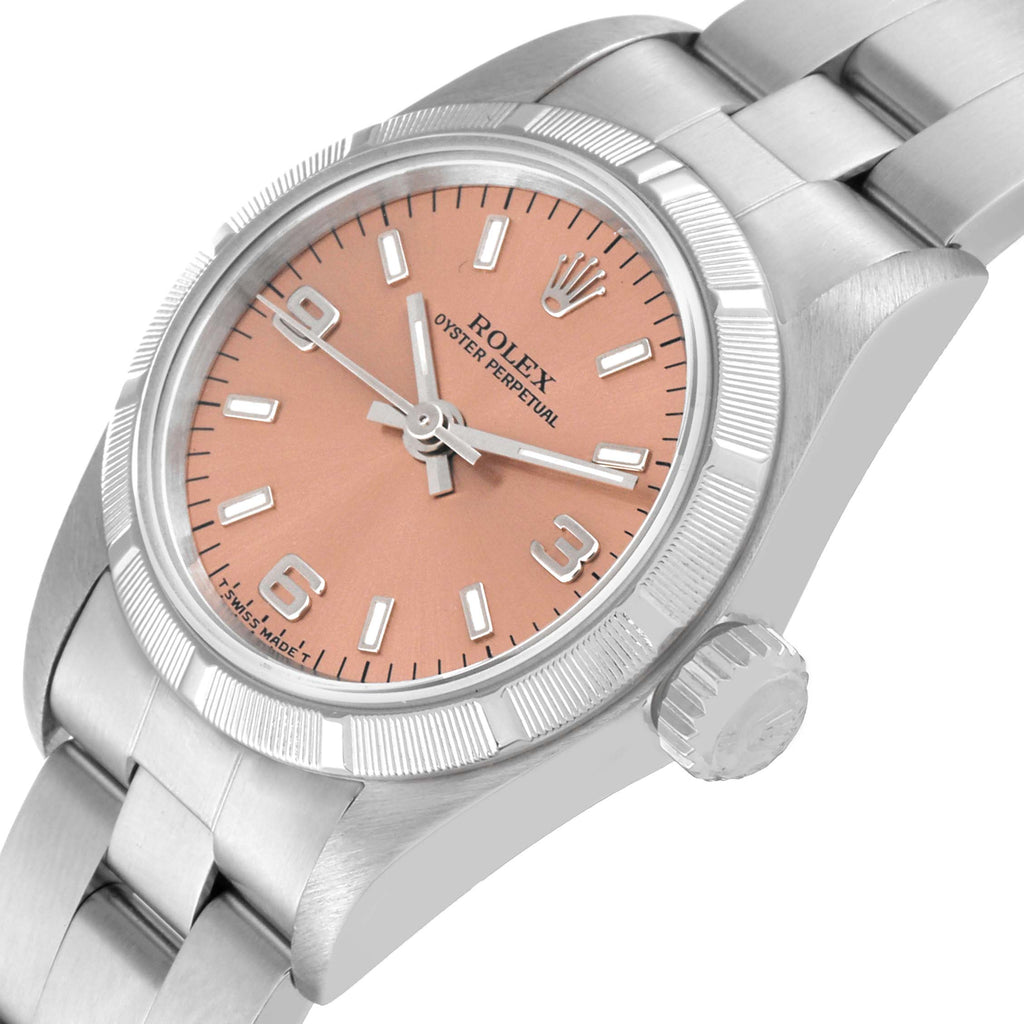 Rolex Oyster Perpetual Salmon Dial Steel Ladies Watch 67230 Box Papers