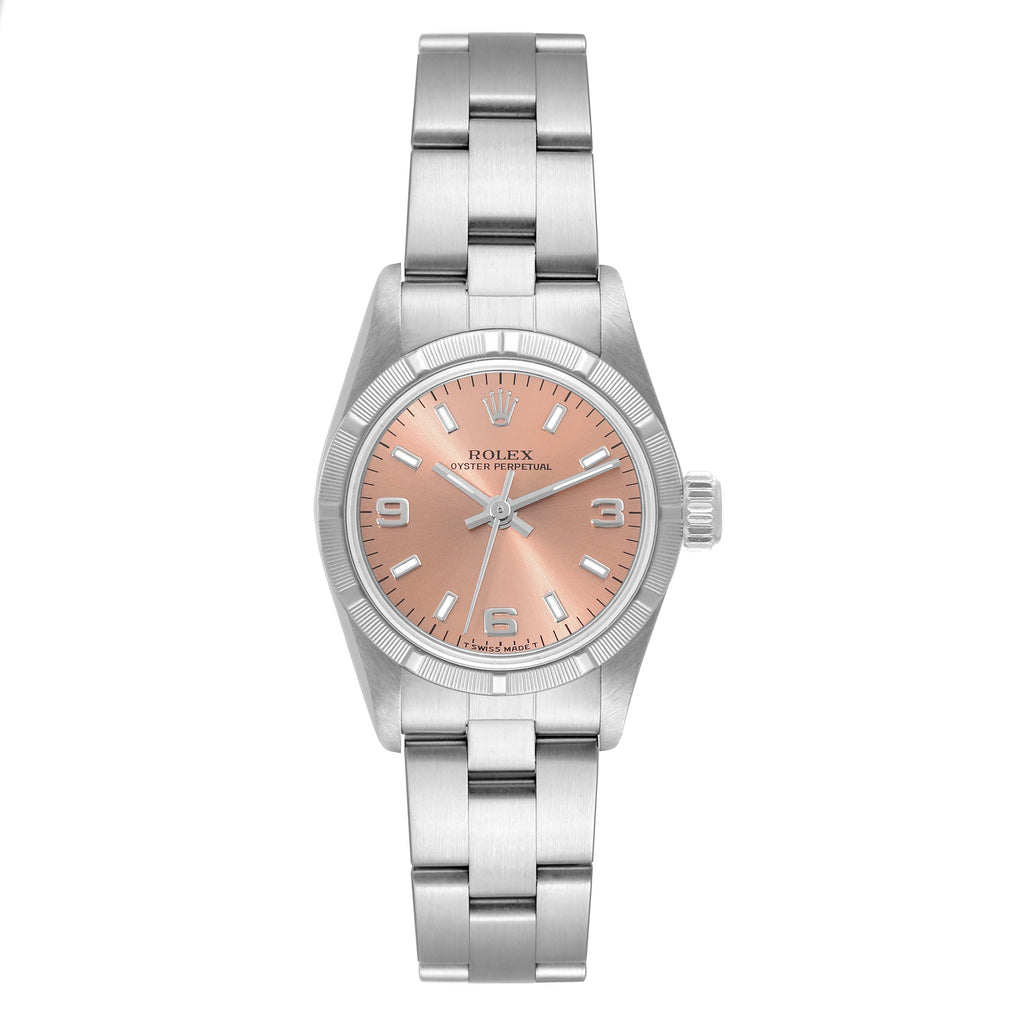 Rolex Oyster Perpetual Salmon Dial Steel Ladies Watch 67230 Box Papers
