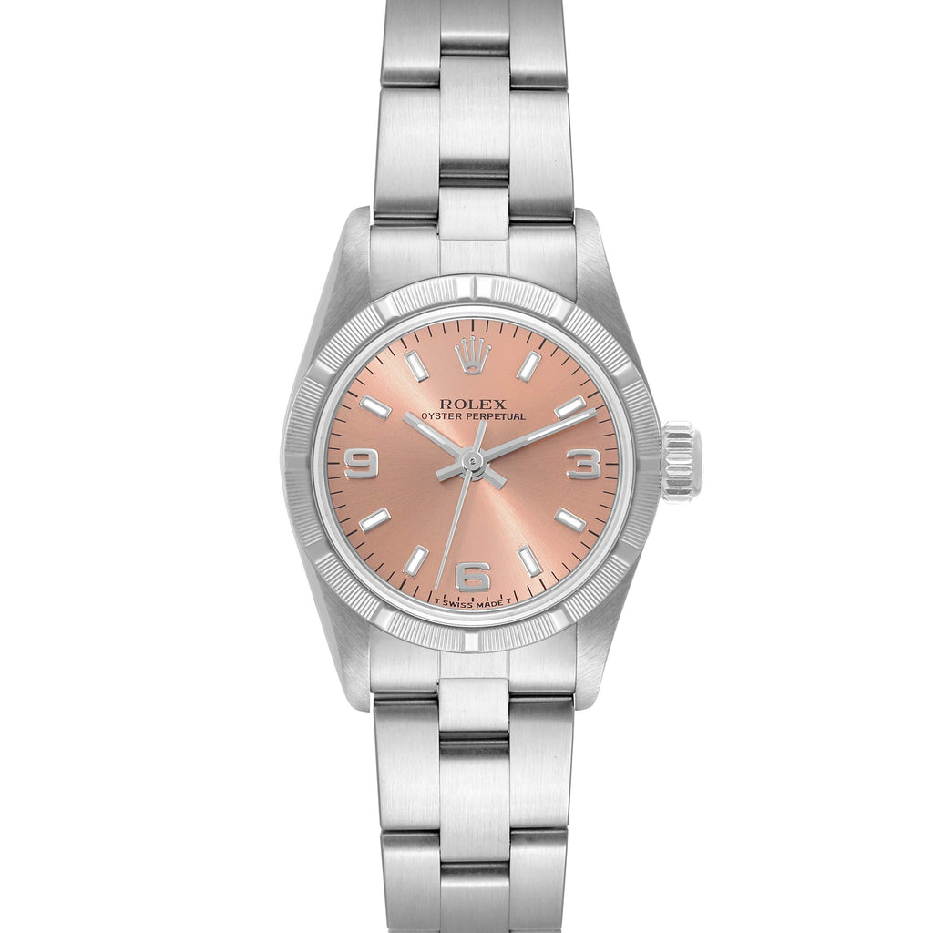 Rolex Oyster Perpetual Salmon Dial Steel Ladies Watch 67230 Box Papers