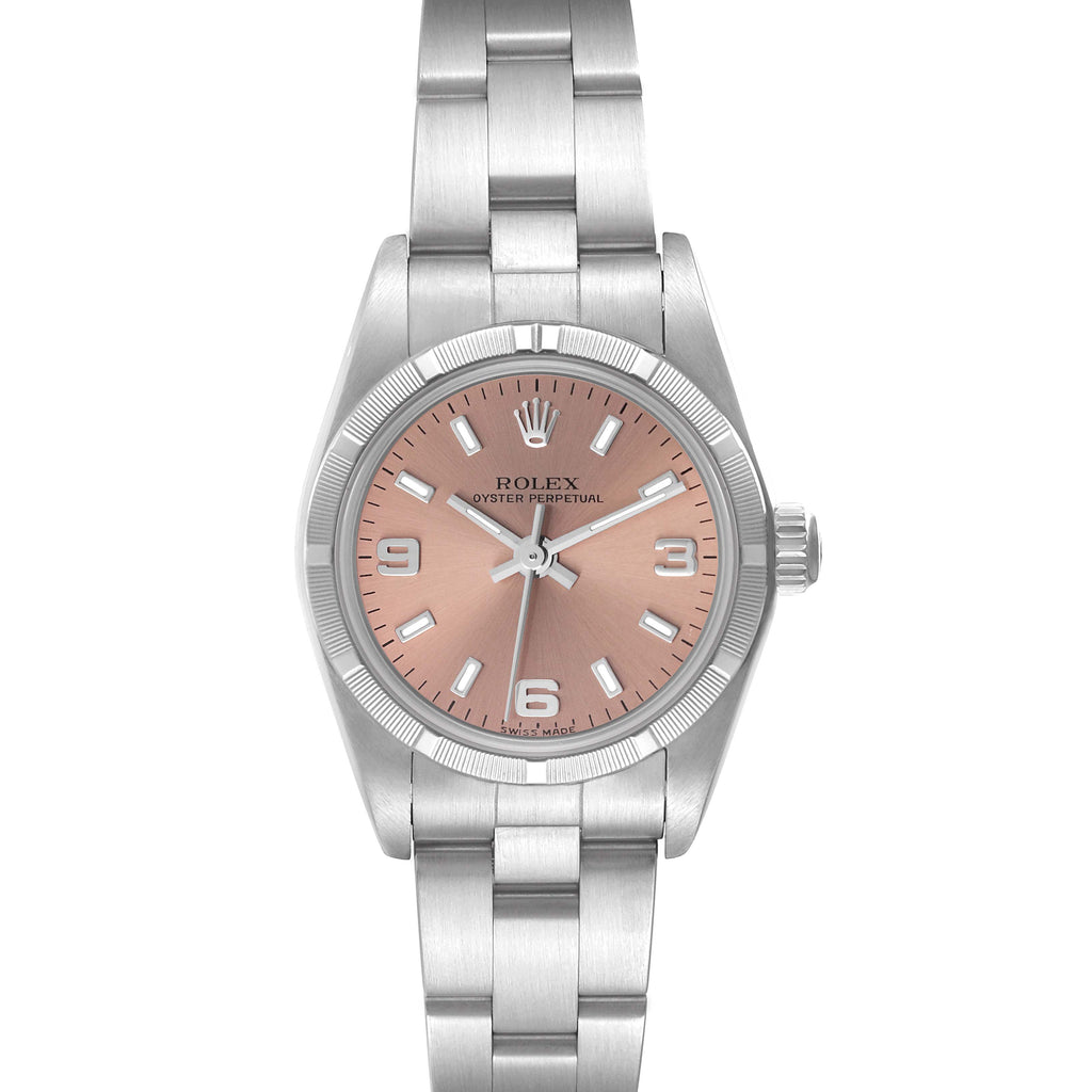 Rolex Oyster Perpetual Salmon Dial Steel Ladies Watch 76030 Papers