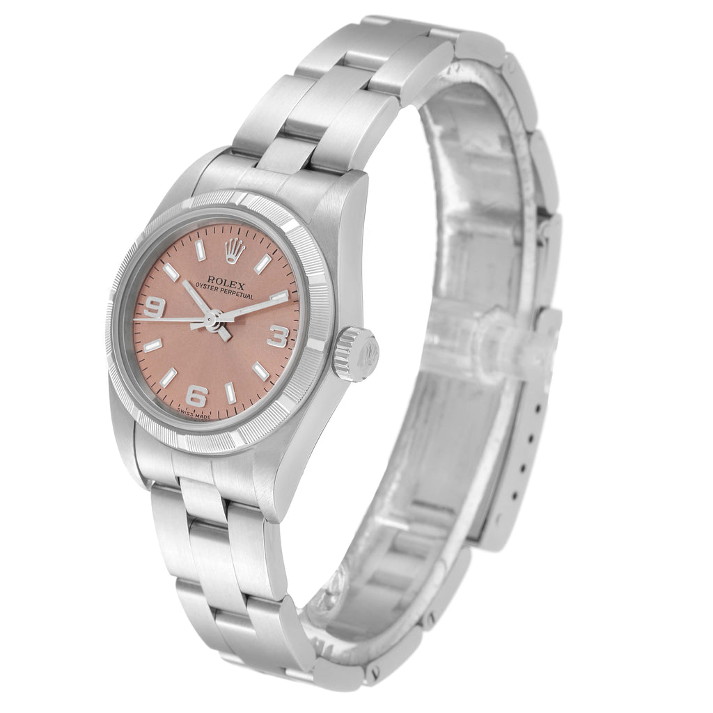 Rolex Oyster Perpetual Salmon Dial Steel Ladies Watch 76030 Papers