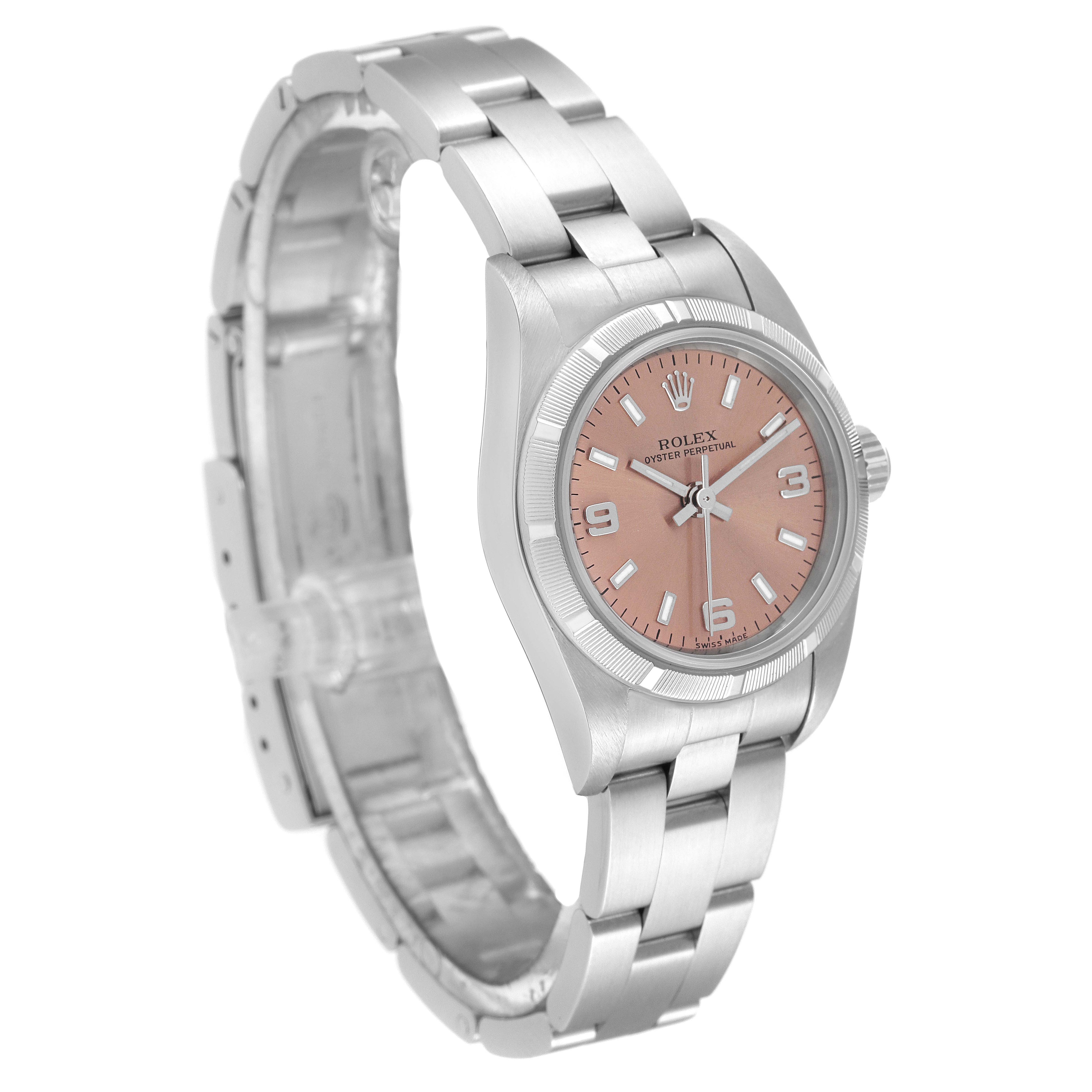 Rolex Oyster Perpetual Salmon Dial Steel Ladies Watch 76030 Papers