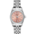 Rolex Oyster Perpetual Salmon Dial Steel White Gold Ladies Watch 76094 Papers