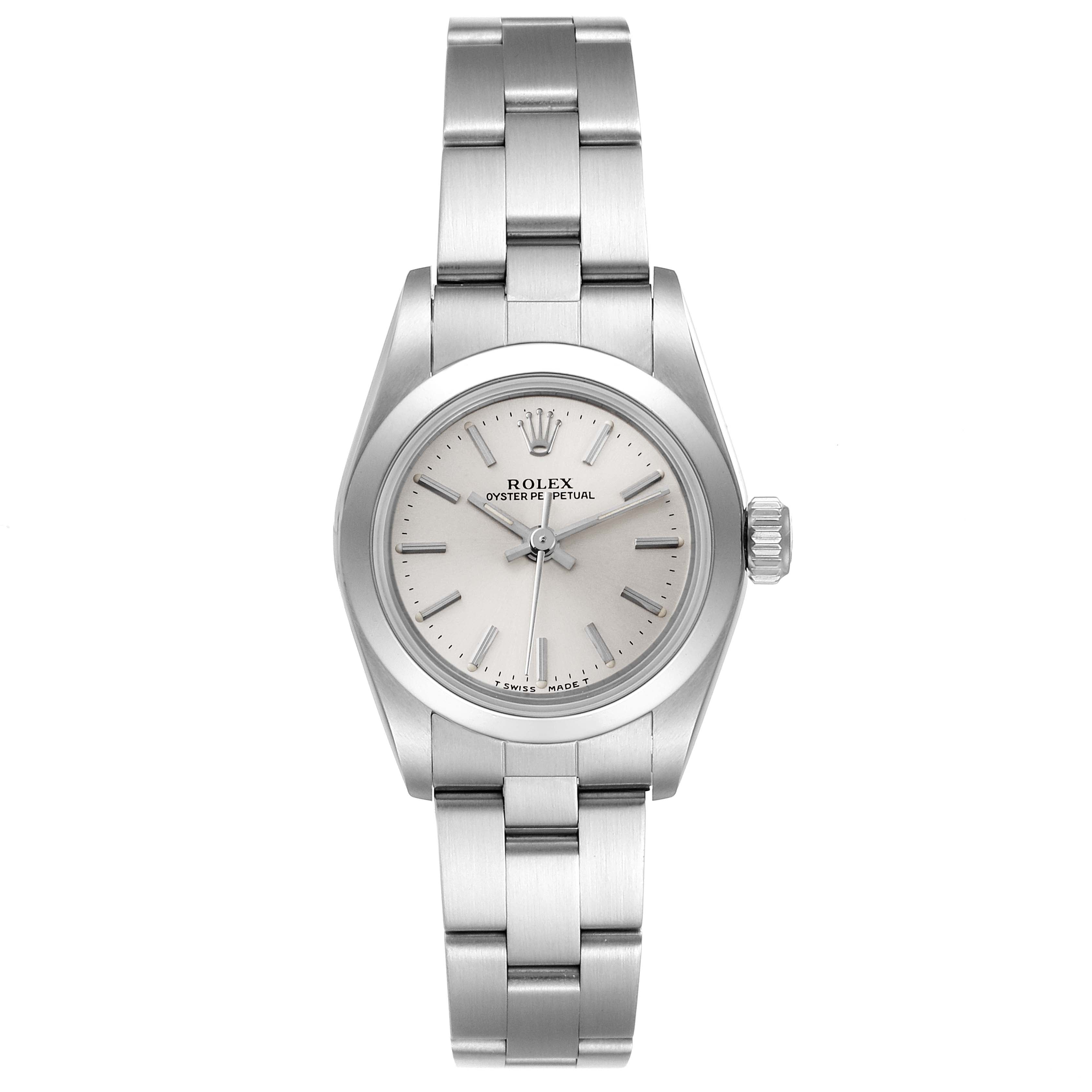 Rolex Oyster Perpetual Silver Dial Oyster Bracelet Steel Ladies Watch 67180
