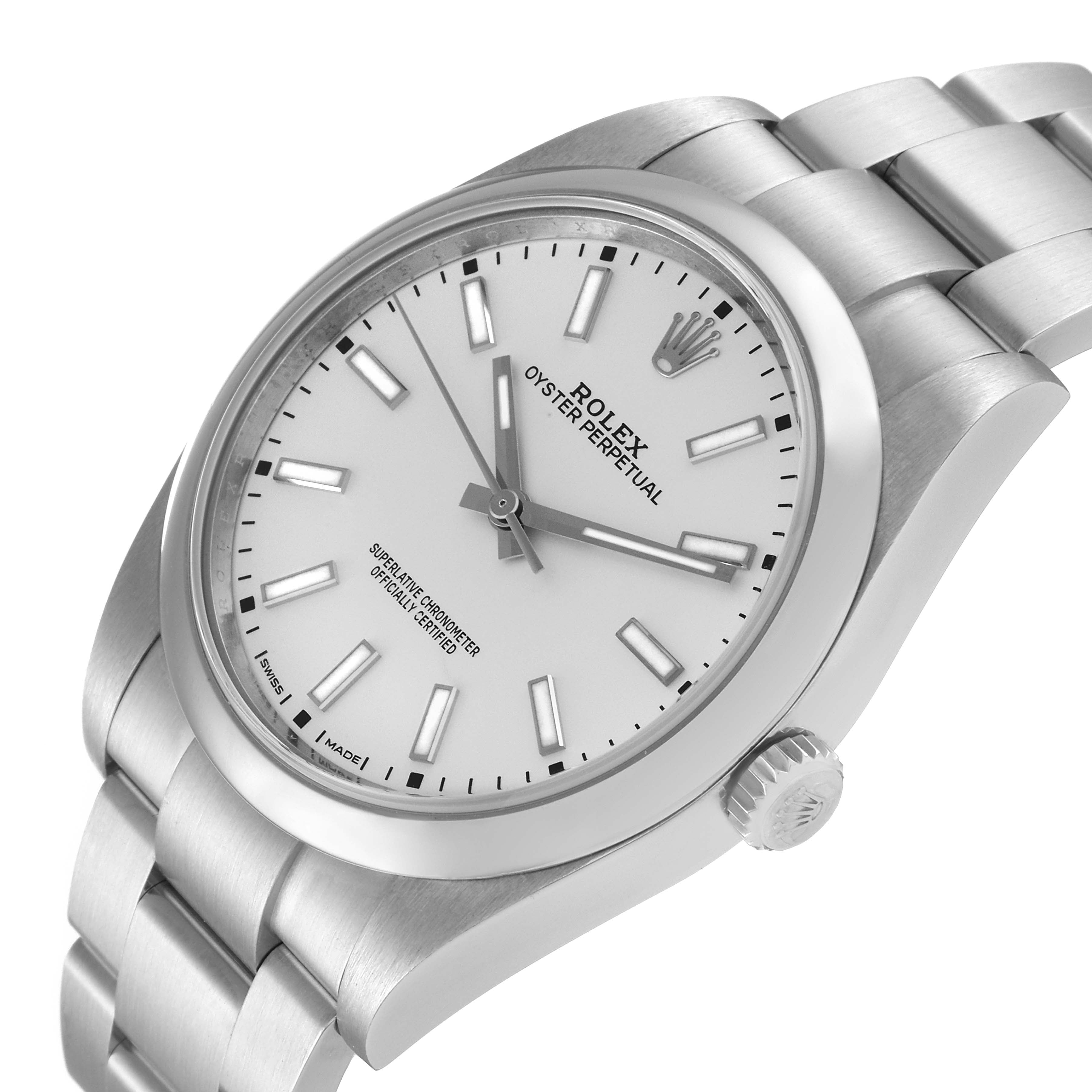 Rolex Oyster Perpetual Silver Dial Steel Mens Watch 114300