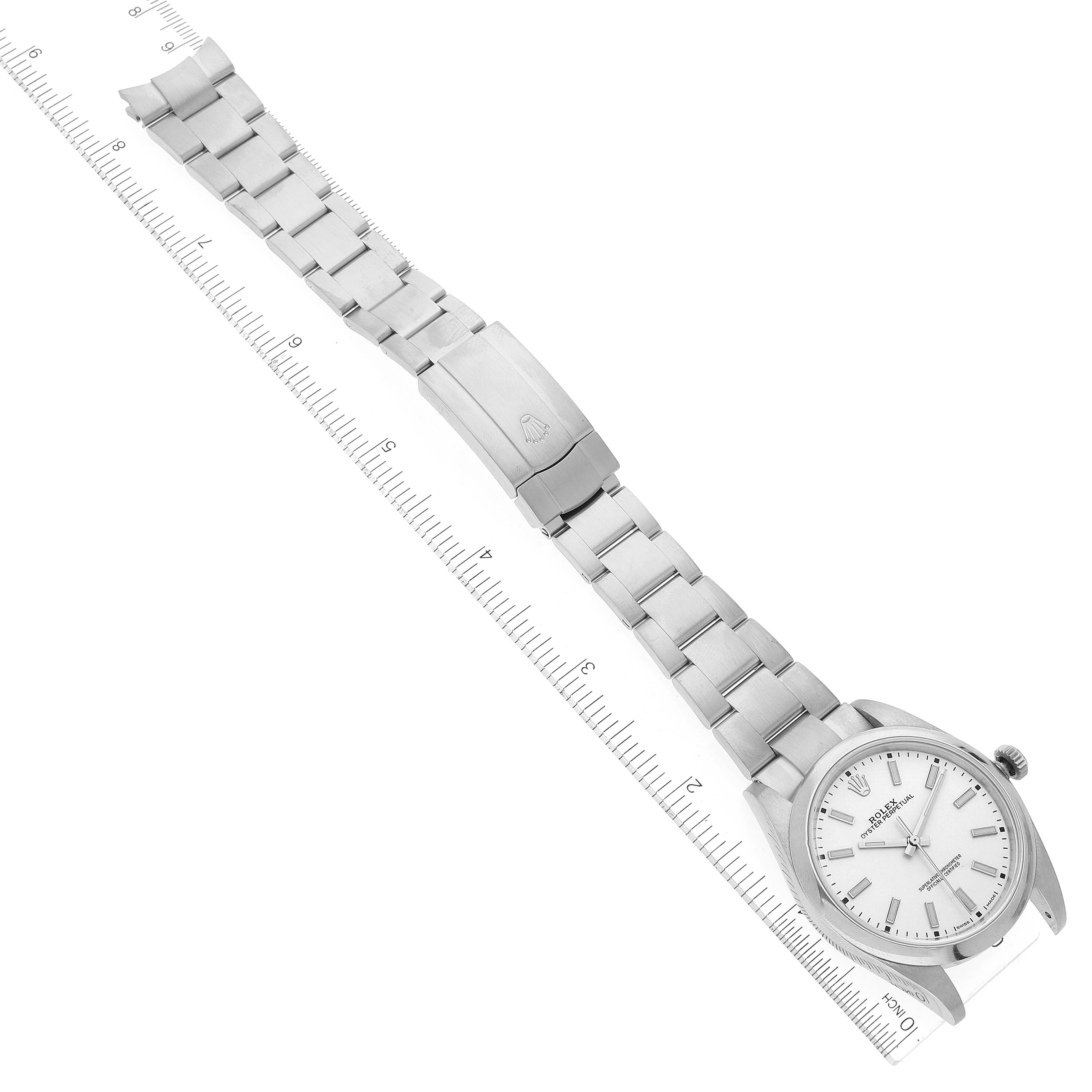 Rolex Oyster Perpetual Silver Dial Steel Mens Watch 114300