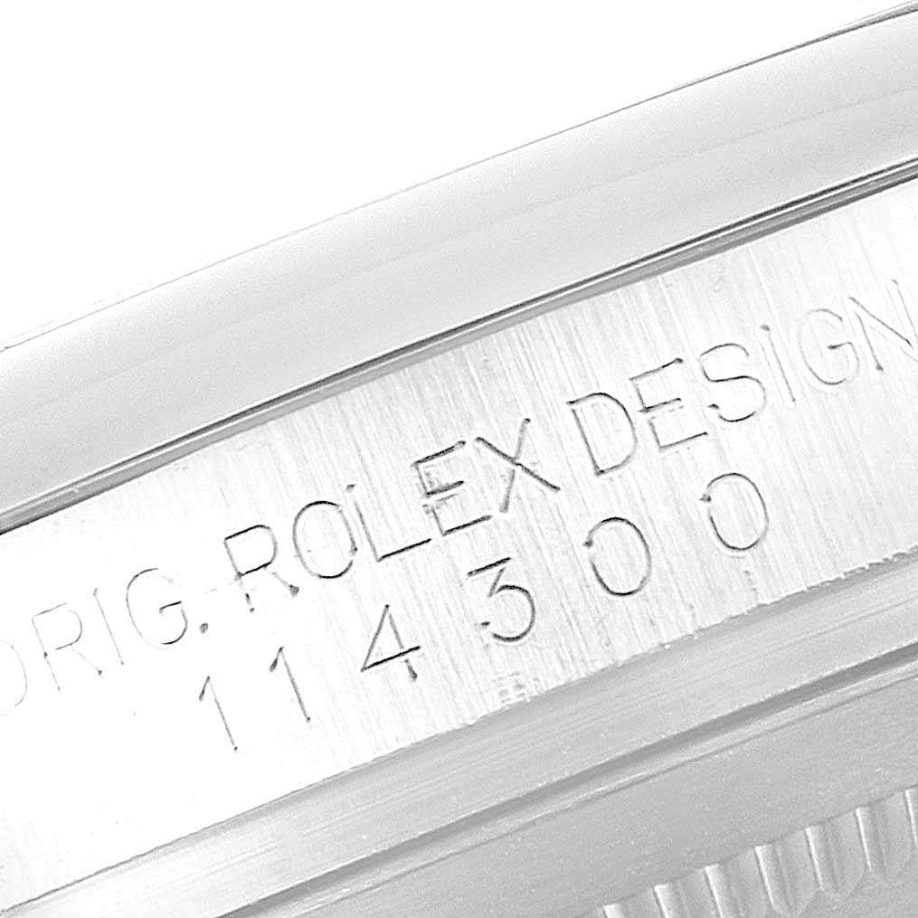 Rolex Oyster Perpetual Silver Dial Steel Mens Watch 114300 Box Card