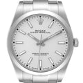 Rolex Oyster Perpetual Silver Dial Steel Mens Watch 114300 Box Card