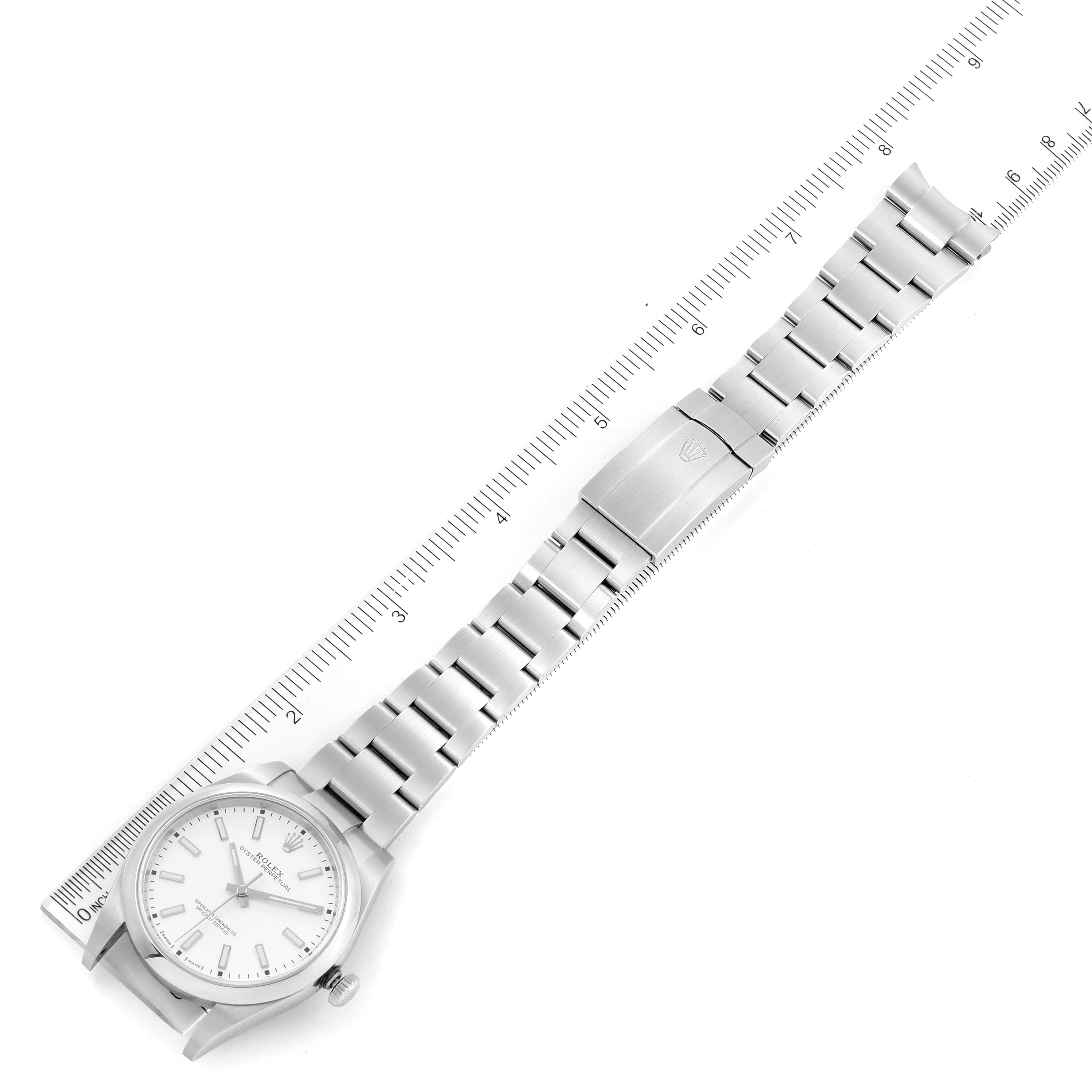 Rolex Oyster Perpetual Silver Dial Steel Mens Watch 114300 Box Card