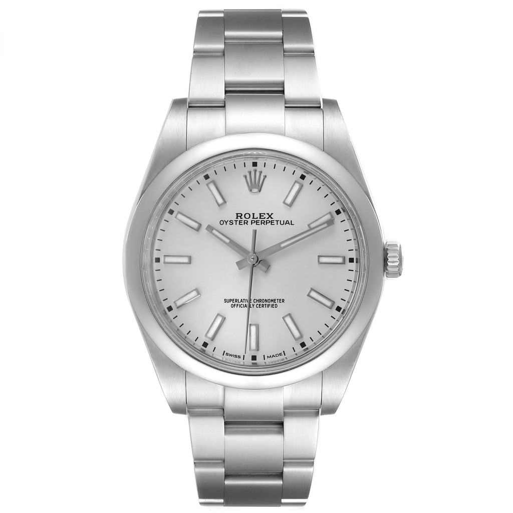 Rolex Oyster Perpetual Silver Dial Steel Mens Watch 114300 Unworn