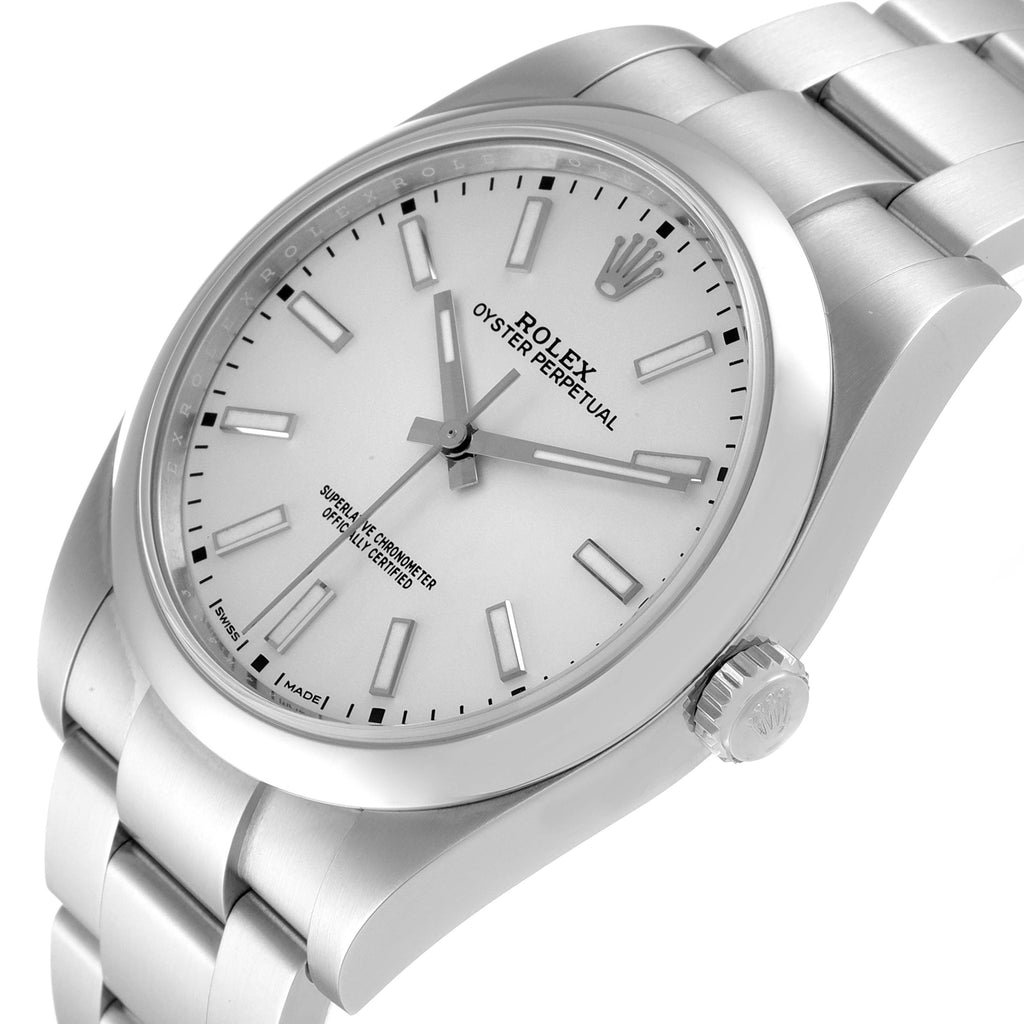 Rolex Oyster Perpetual Silver Dial Steel Mens Watch 114300 Unworn
