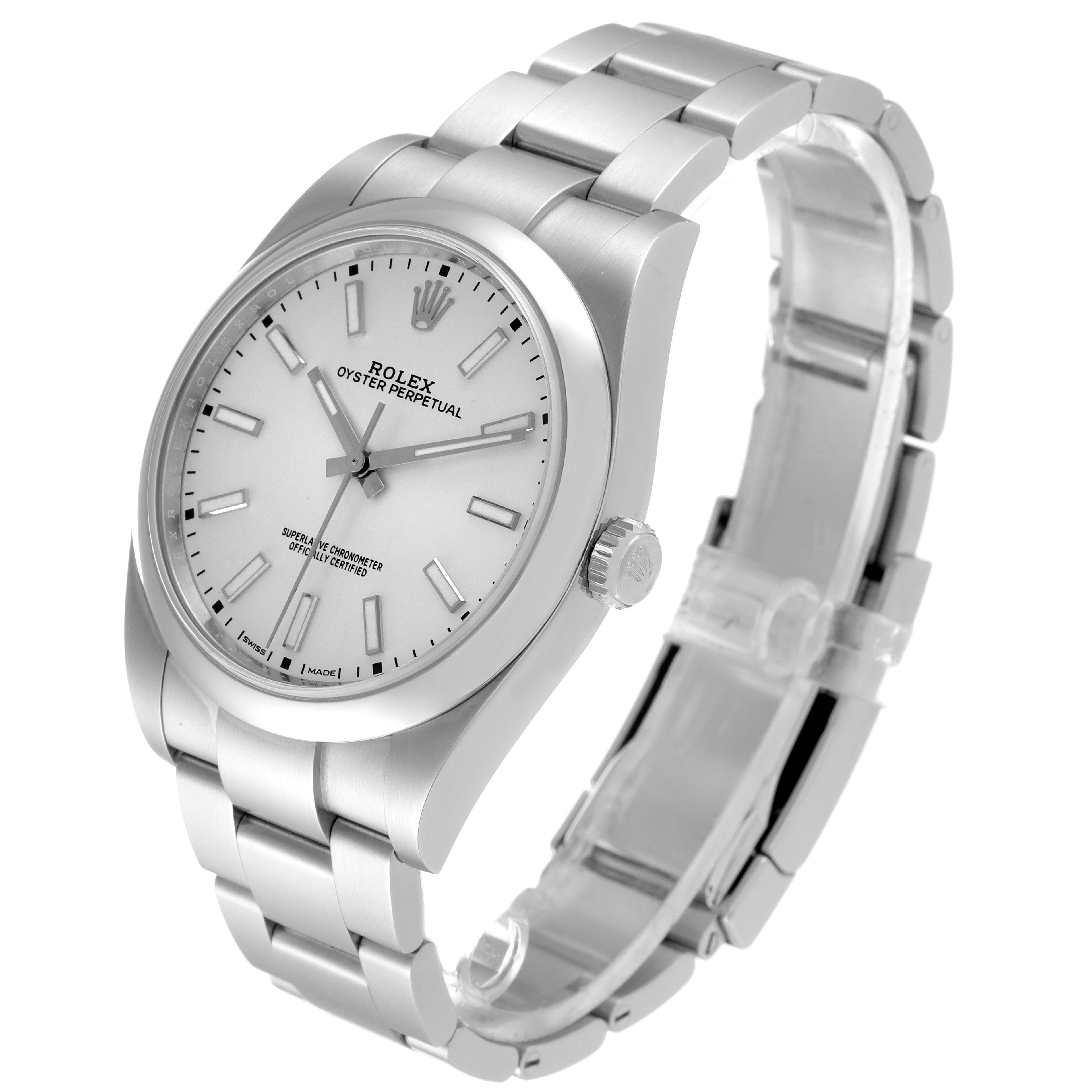 Rolex Oyster Perpetual Silver Dial Steel Mens Watch 114300 Unworn