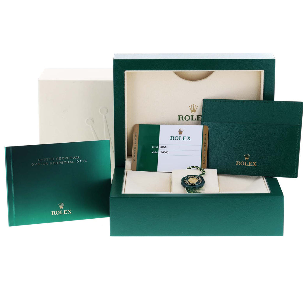 Rolex Oyster Perpetual Silver Dial Steel Mens Watch 114300 Unworn