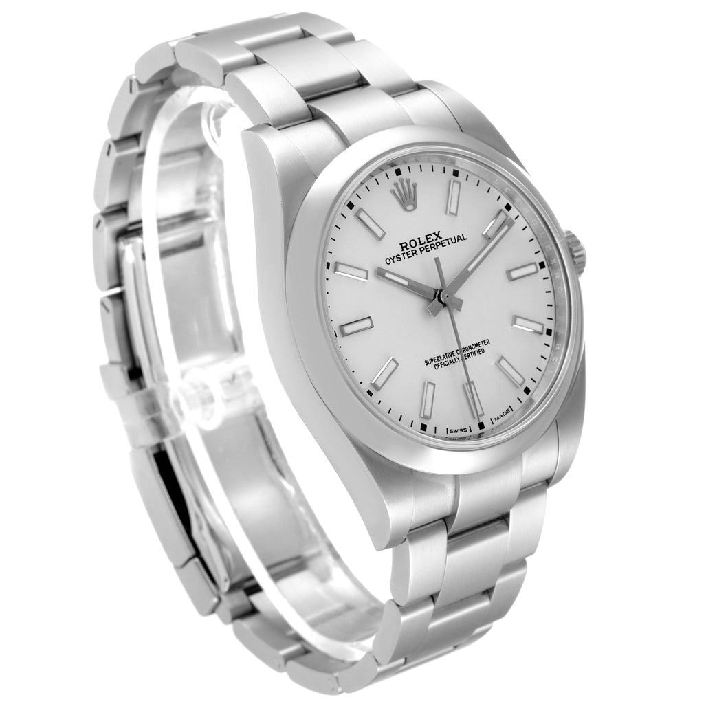 Rolex Oyster Perpetual Silver Dial Steel Mens Watch 114300 Unworn