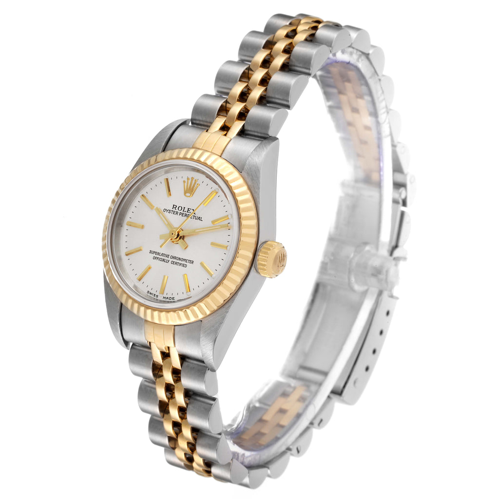 Rolex Oyster Perpetual Silver Dial Steel Yellow Gold Watch 76193