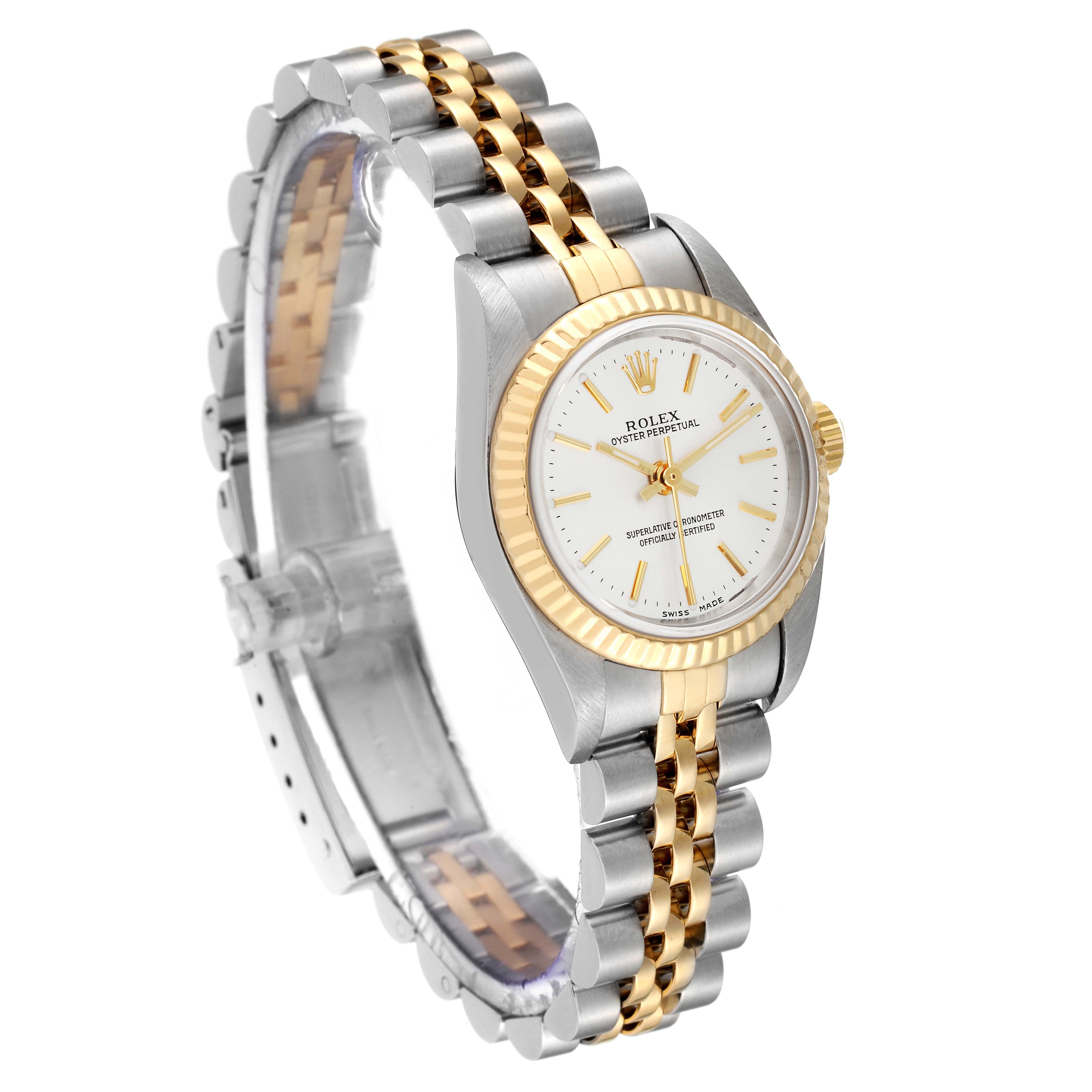 Rolex Oyster Perpetual Silver Dial Steel Yellow Gold Watch 76193