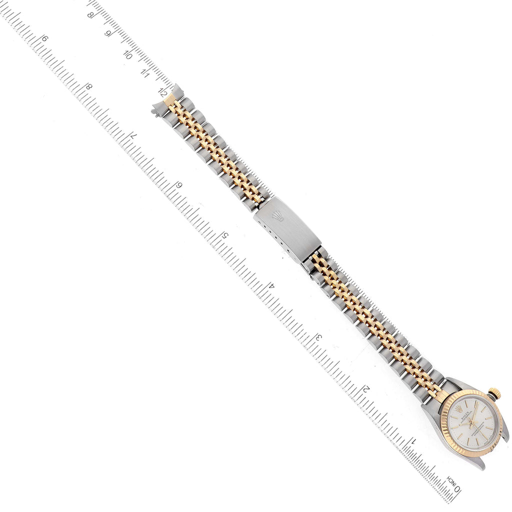 Rolex Oyster Perpetual Silver Dial Steel Yellow Gold Watch 76193