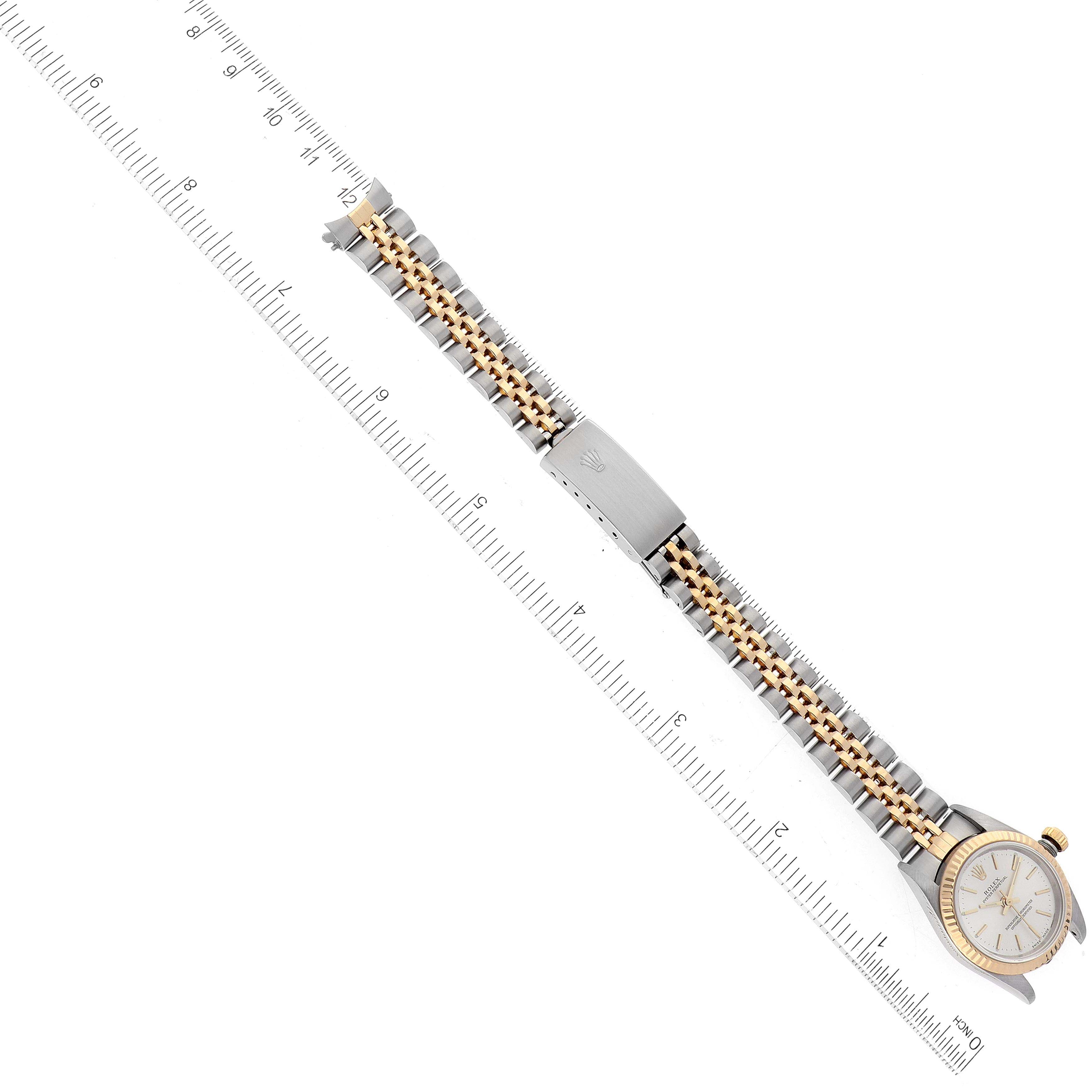 Rolex Oyster Perpetual Silver Dial Steel Yellow Gold Watch 76193