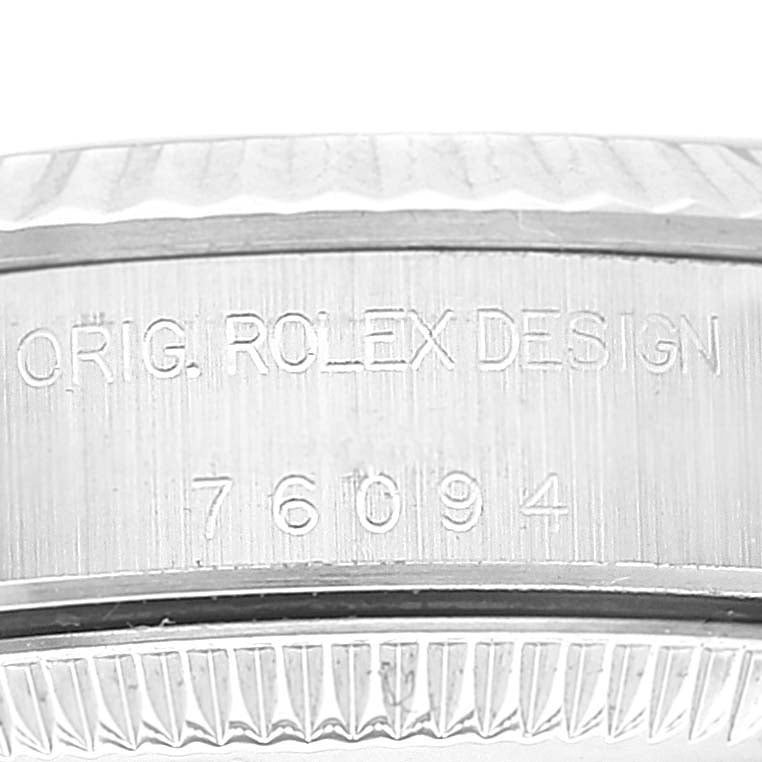 Rolex Oyster Perpetual Steel White Gold Black Dial Ladies Watch 76094 Box Papers