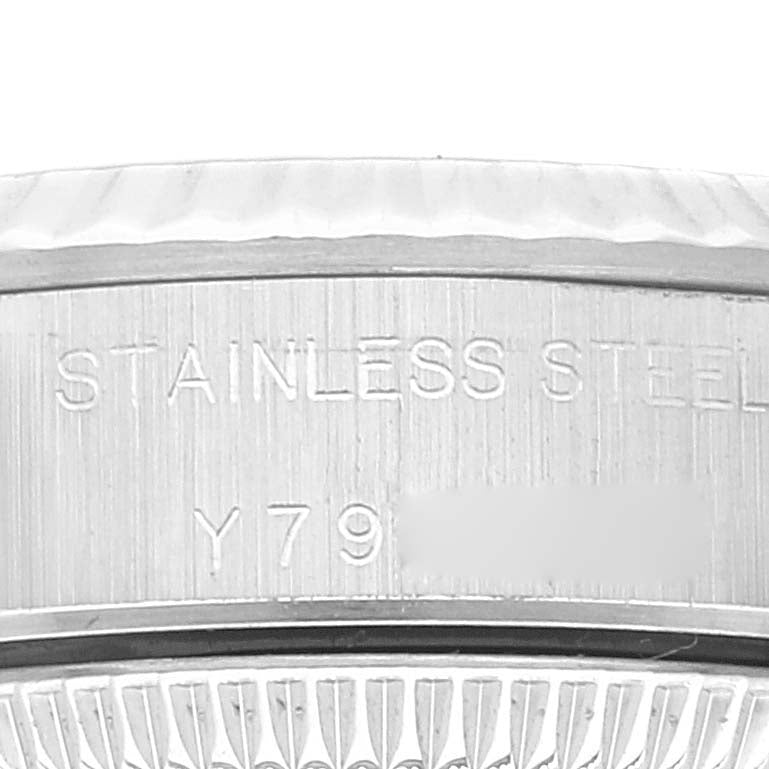 Rolex Oyster Perpetual Steel White Gold Black Dial Ladies Watch 76094 Box Papers