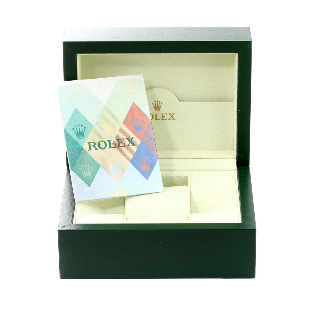 Rolex Oyster Perpetual Steel White Gold Black Dial Ladies Watch 76094 Box Papers