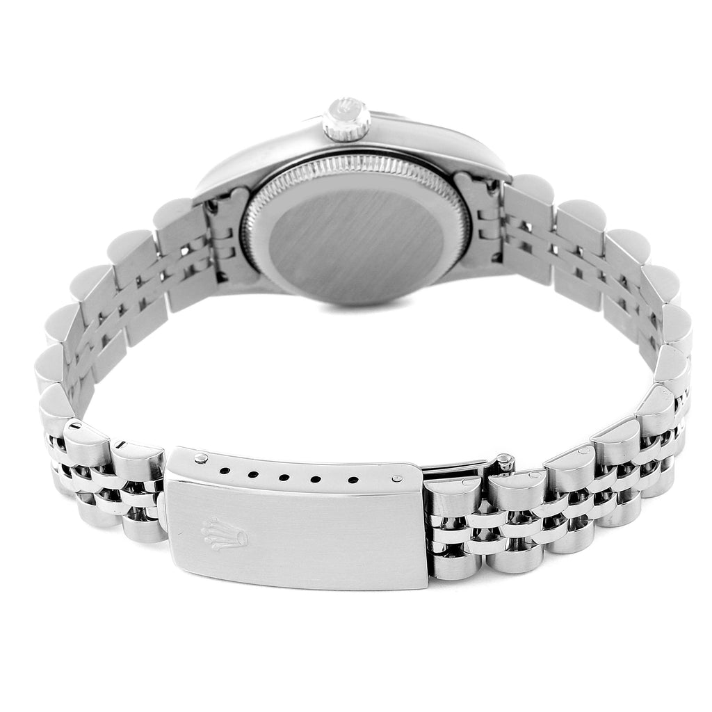 Rolex Oyster Perpetual Steel White Gold Black Dial Ladies Watch 76094 Papers