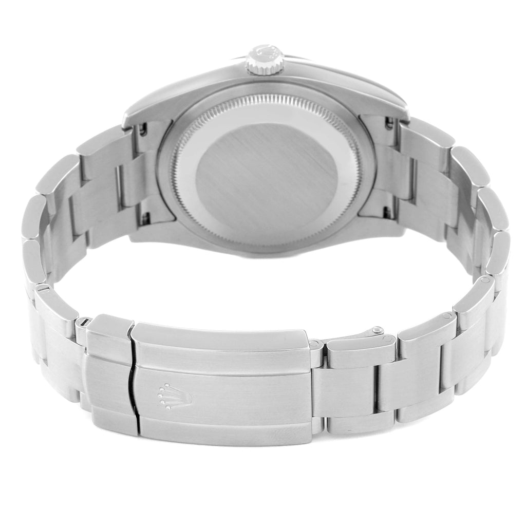Rolex Oyster Perpetual Steel White Gold Black Dial Mens Watch 116034 Box Card
