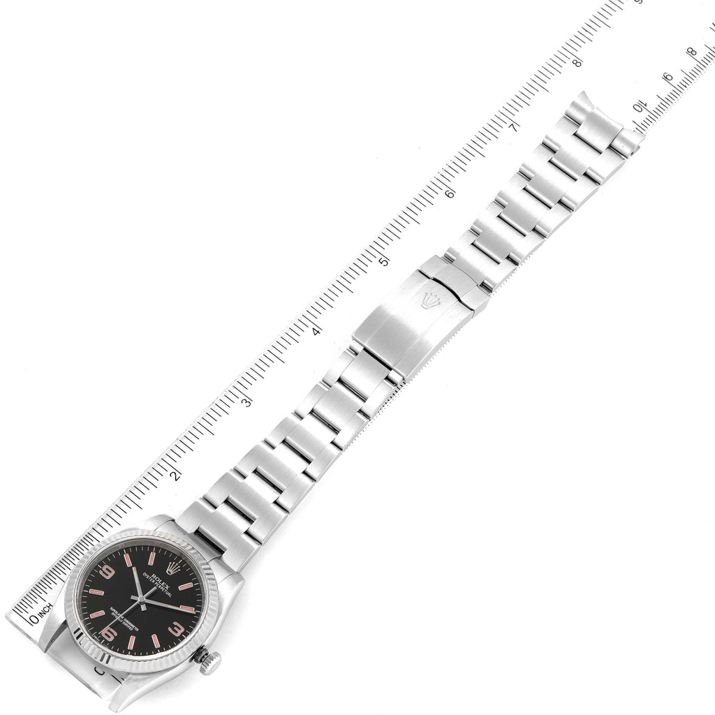 Rolex Oyster Perpetual Steel White Gold Black Dial Unisex Watch 116034