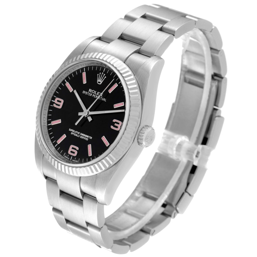 Rolex Oyster Perpetual Steel White Gold Black Dial Unisex Watch 116034