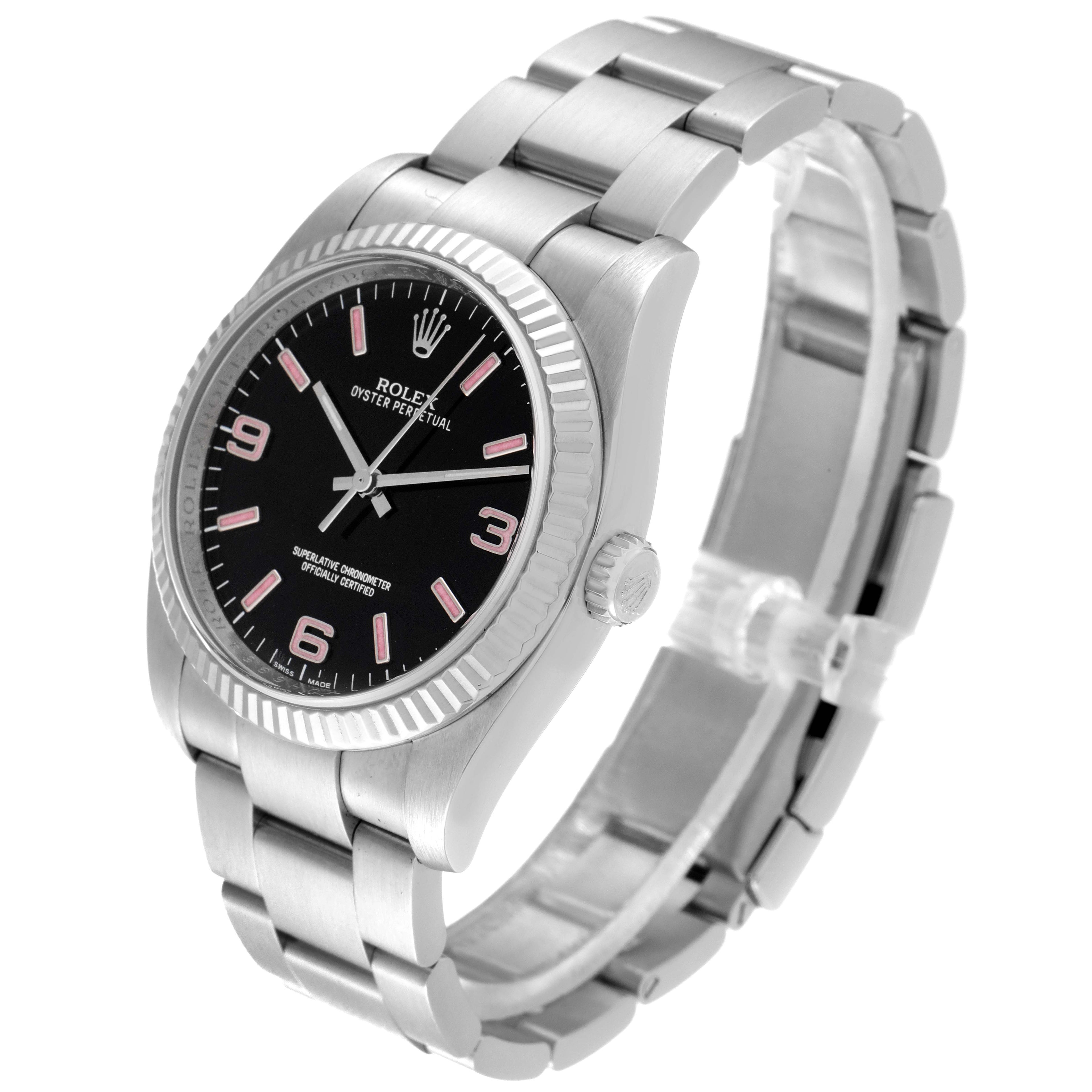 Rolex Oyster Perpetual Steel White Gold Black Dial Unisex Watch 116034