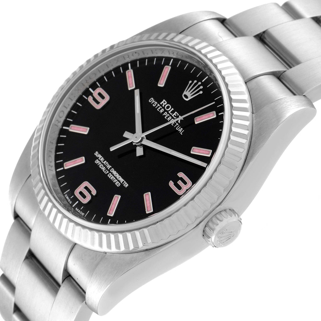 Rolex Oyster Perpetual Steel White Gold Black Dial Unisex Watch 116034