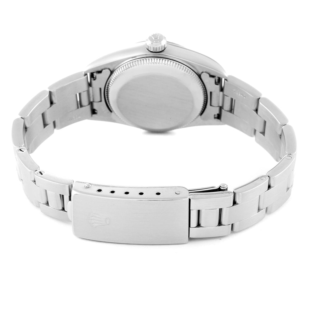 Rolex Oyster Perpetual Steel White Gold Blue Dial Watch 76094 Box Service Card