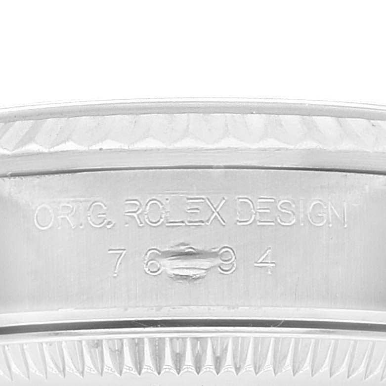 Rolex Oyster Perpetual Steel White Gold Blue Dial Watch 76094 Box Service Card