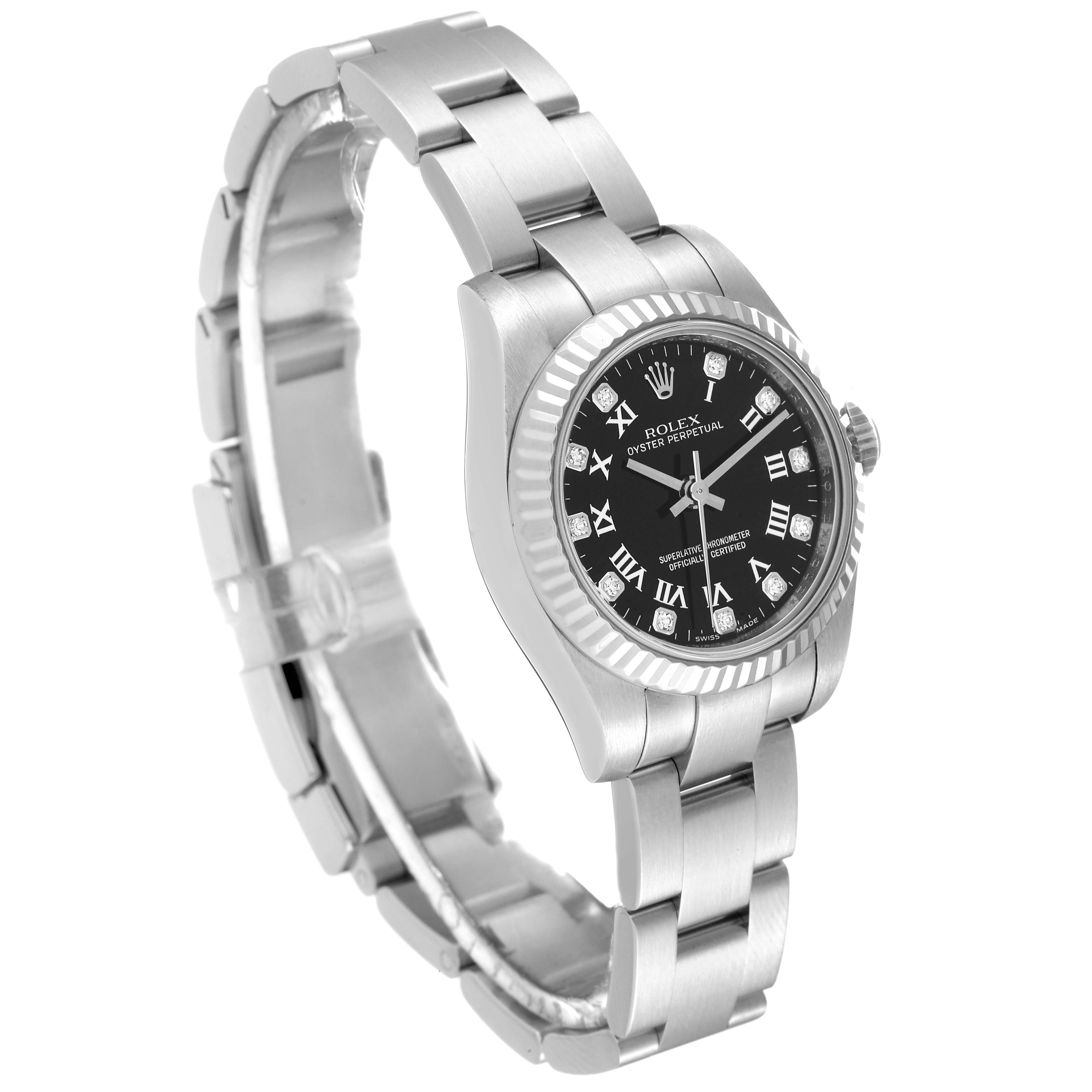 Rolex Oyster Perpetual Steel White Gold Diamond Ladies Watch 176234 Box Card