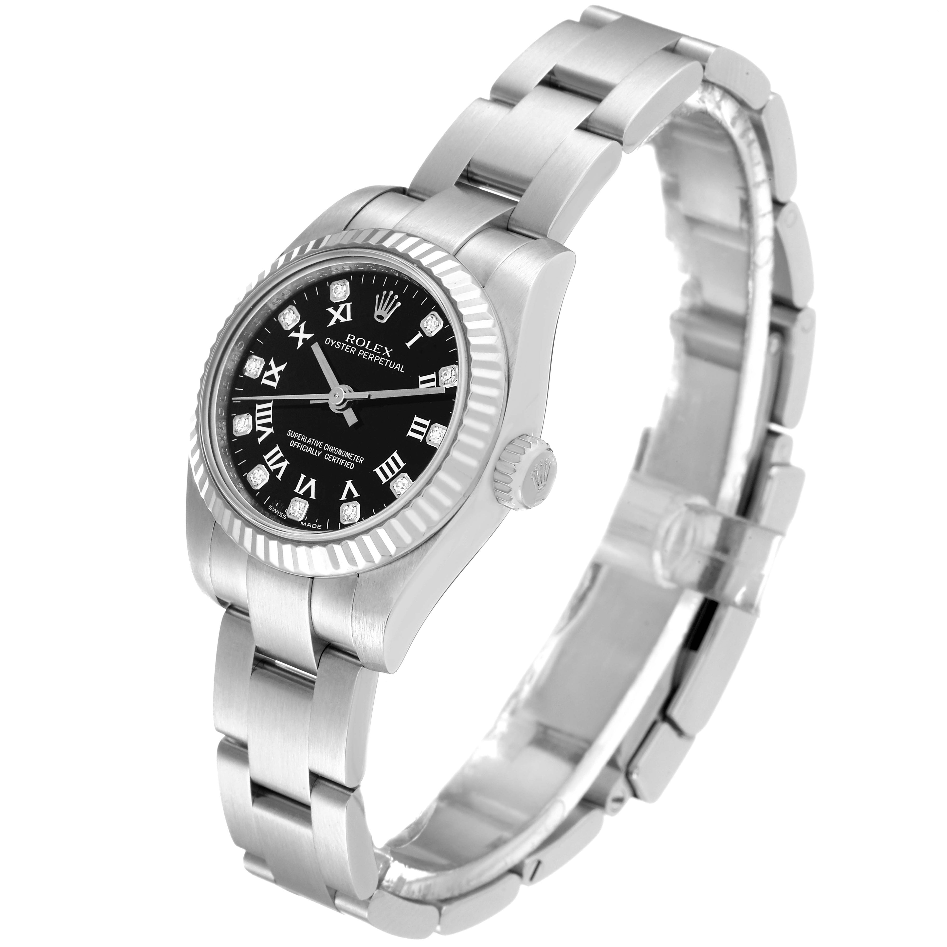 Rolex Oyster Perpetual Steel White Gold Diamond Ladies Watch 176234 Box Card