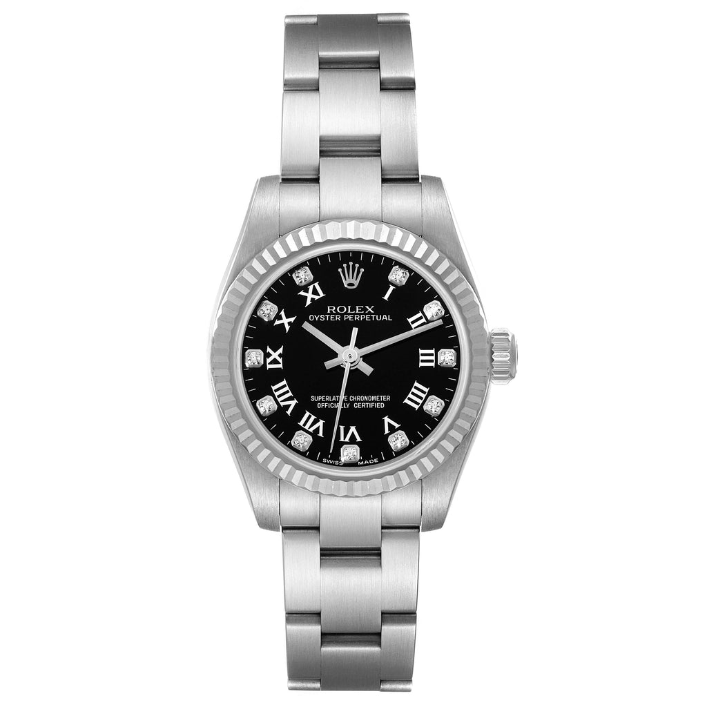Rolex Oyster Perpetual Steel White Gold Diamond Ladies Watch 176234 Box Card