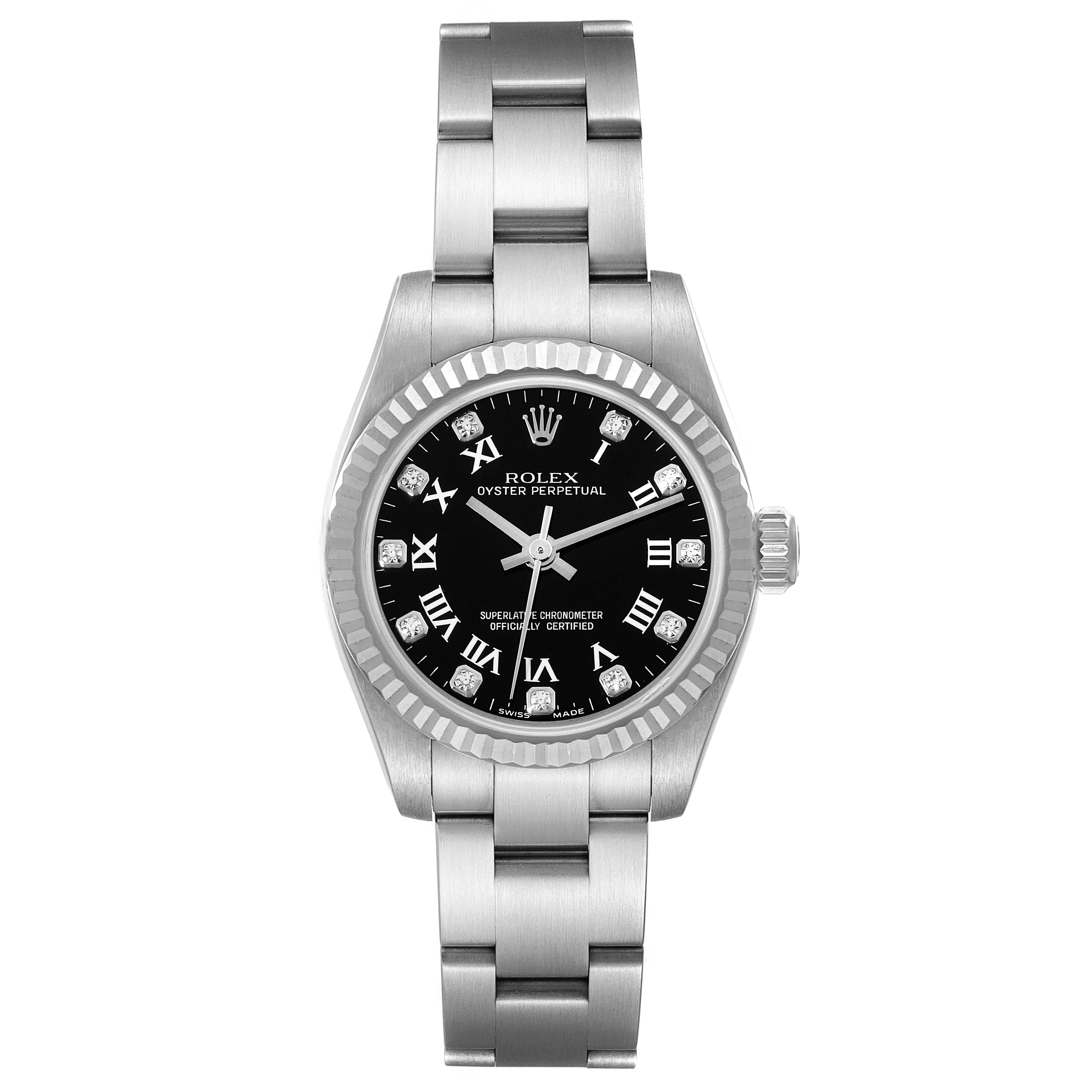 Rolex Oyster Perpetual Steel White Gold Diamond Ladies Watch 176234 Box Card