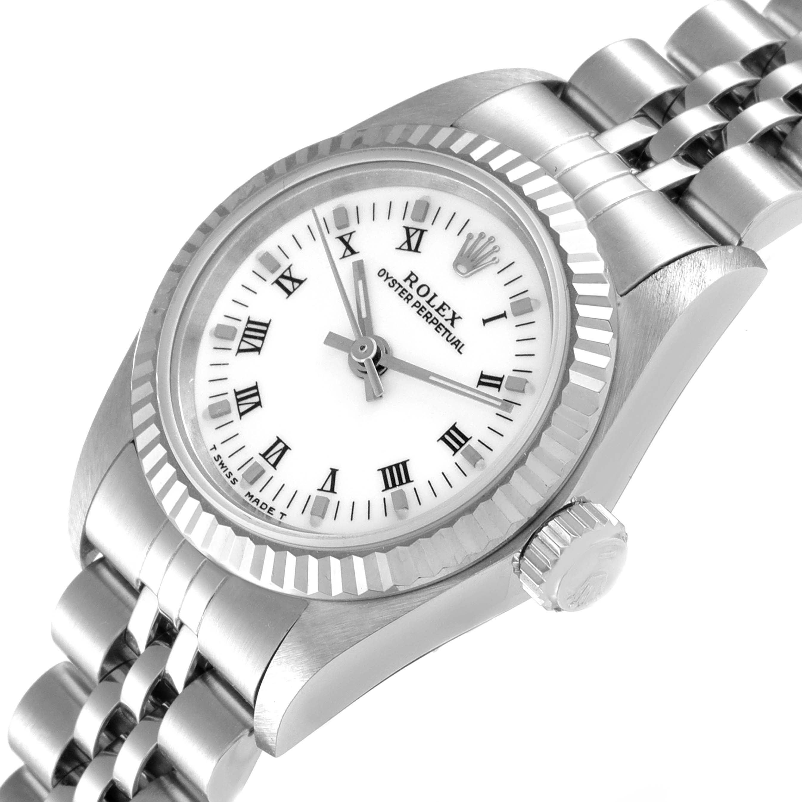 Rolex Oyster Perpetual Steel White Gold Ladies Watch 67194 Papers