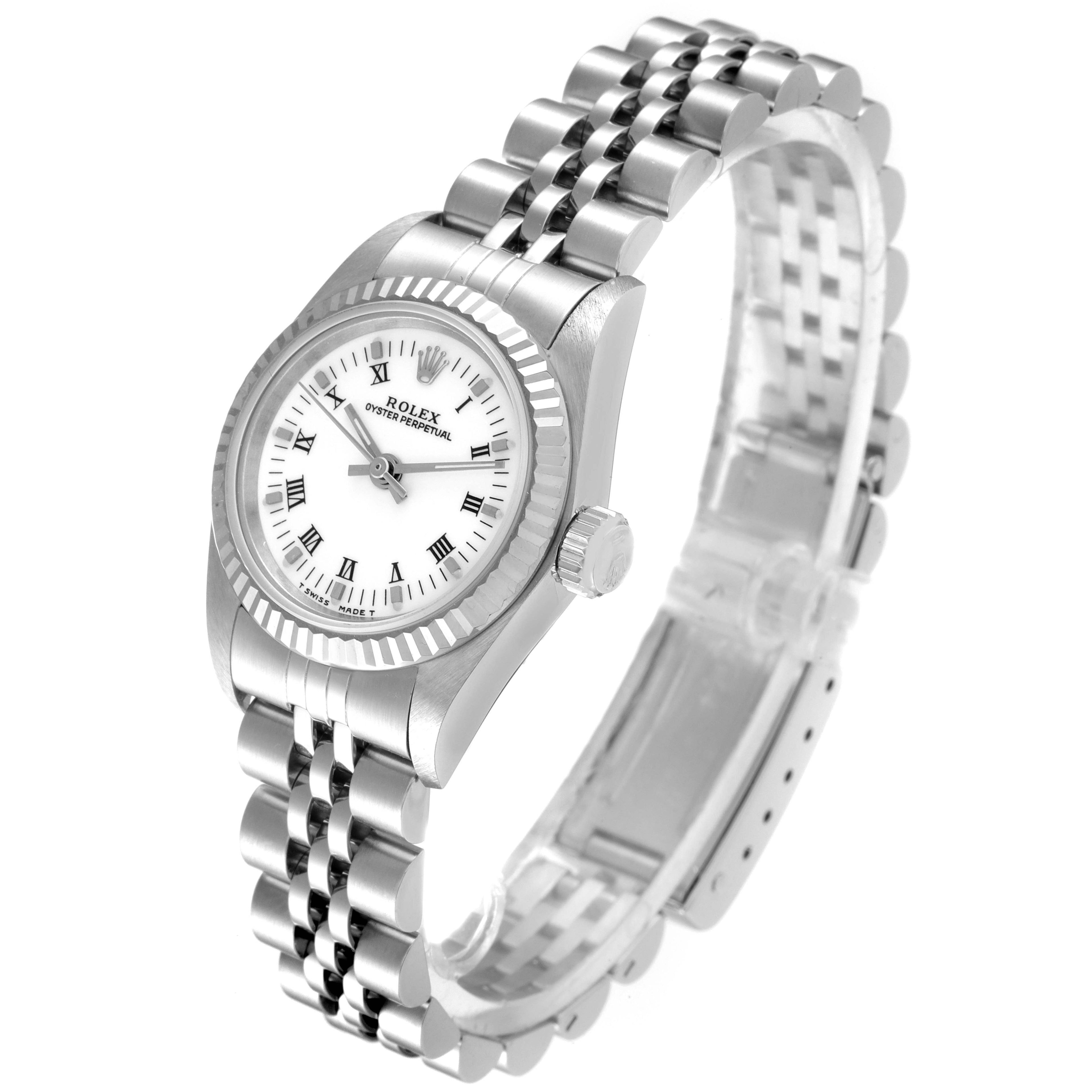 Rolex Oyster Perpetual Steel White Gold Ladies Watch 67194 Papers