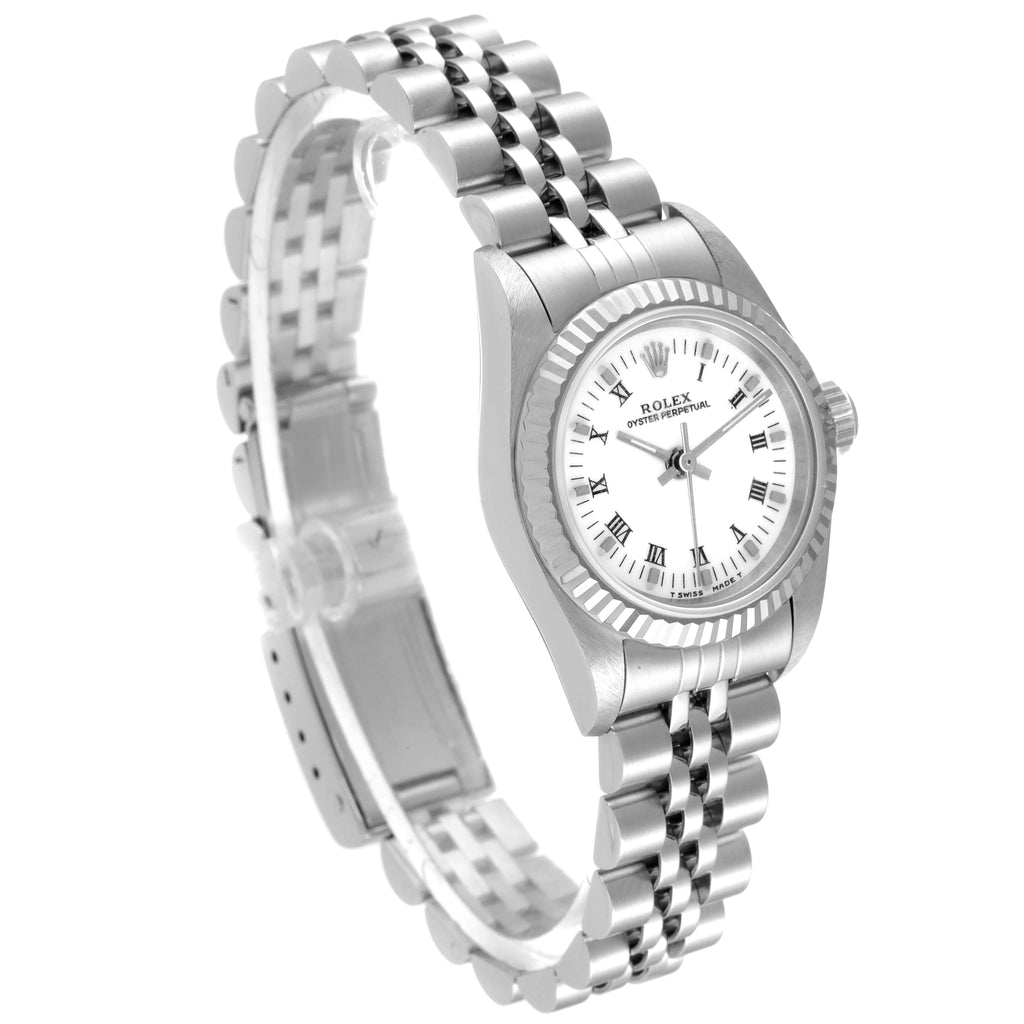 Rolex Oyster Perpetual Steel White Gold Ladies Watch 67194 Papers