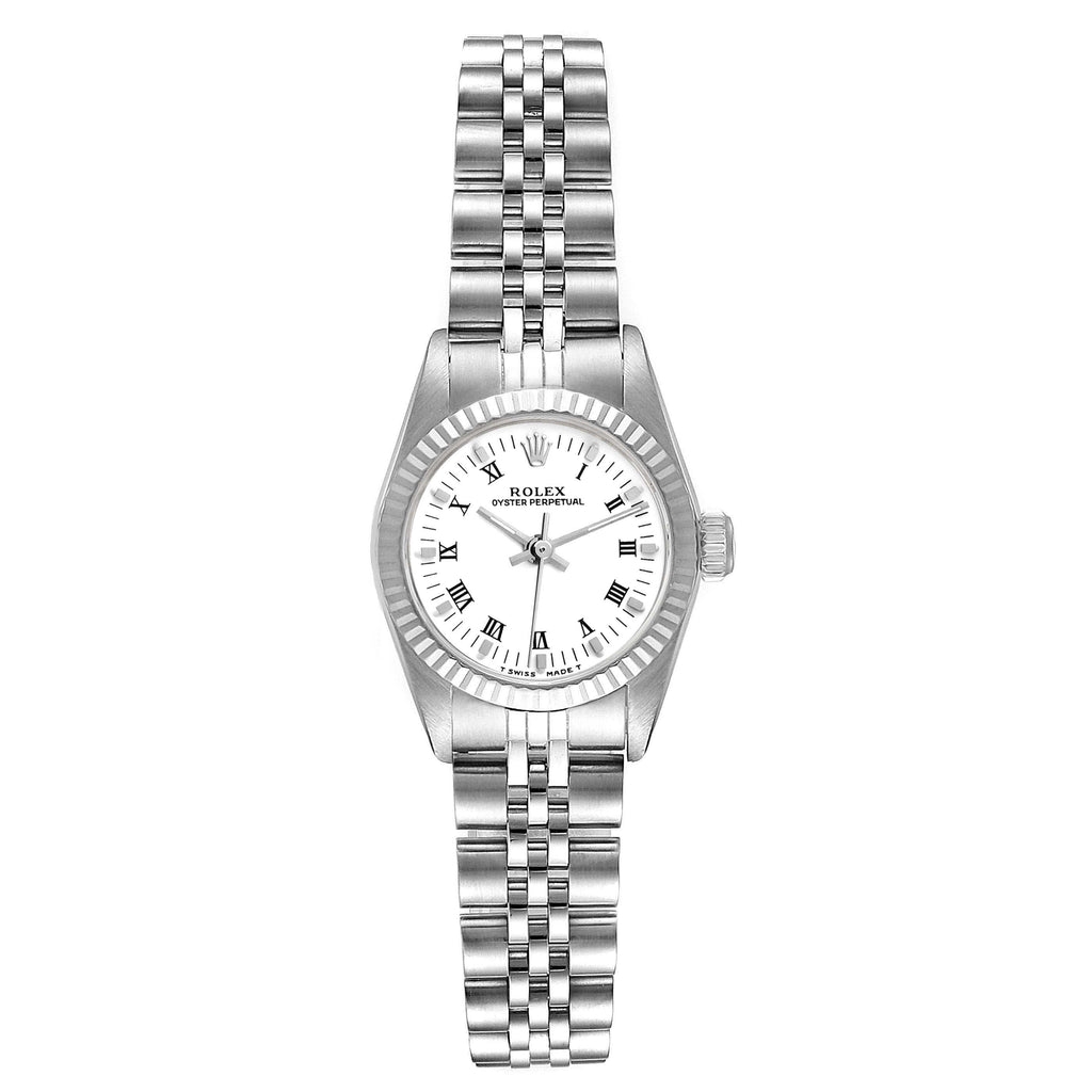 Rolex Oyster Perpetual Steel White Gold Ladies Watch 67194 Papers