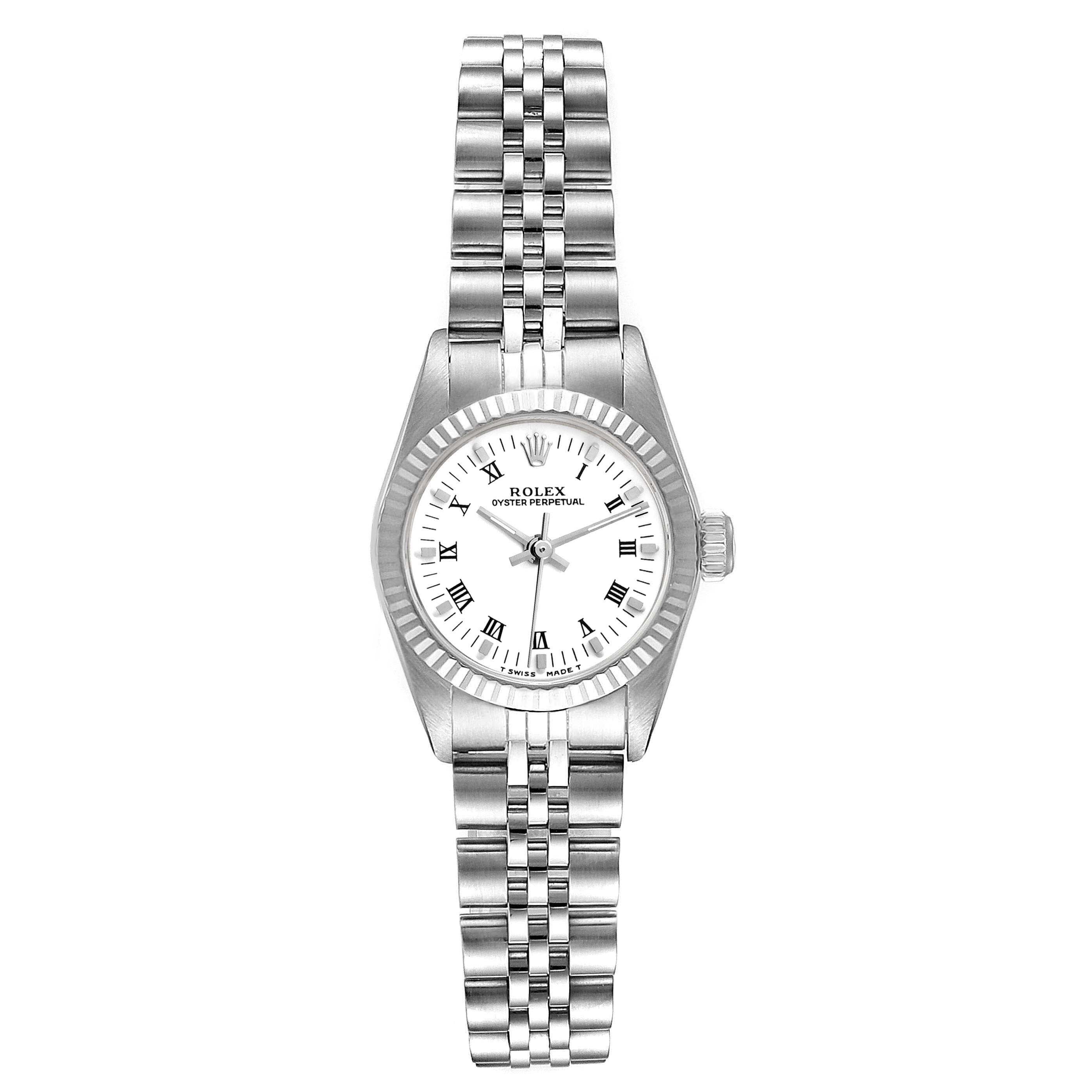 Rolex Oyster Perpetual Steel White Gold Ladies Watch 67194 Papers