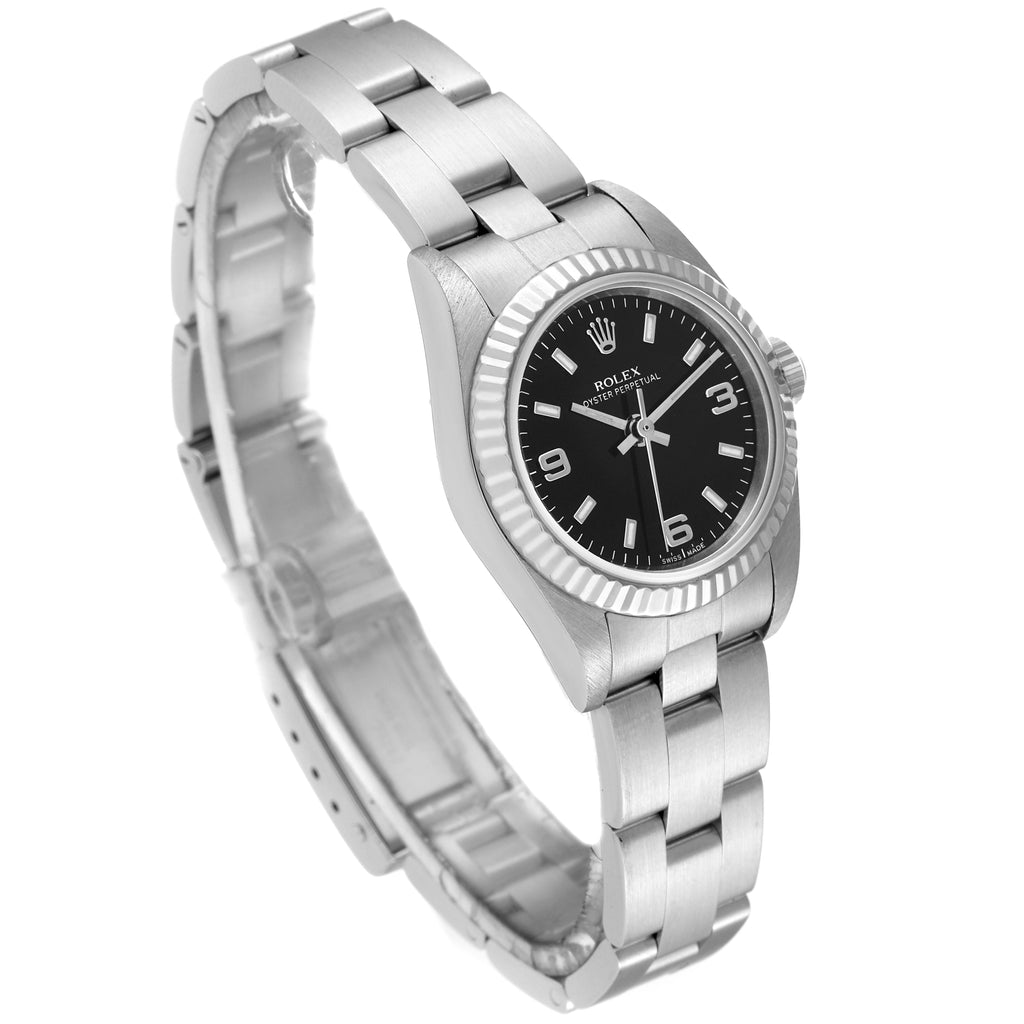Rolex Oyster Perpetual Steel White Gold Ladies Watch 76094 Box Papers