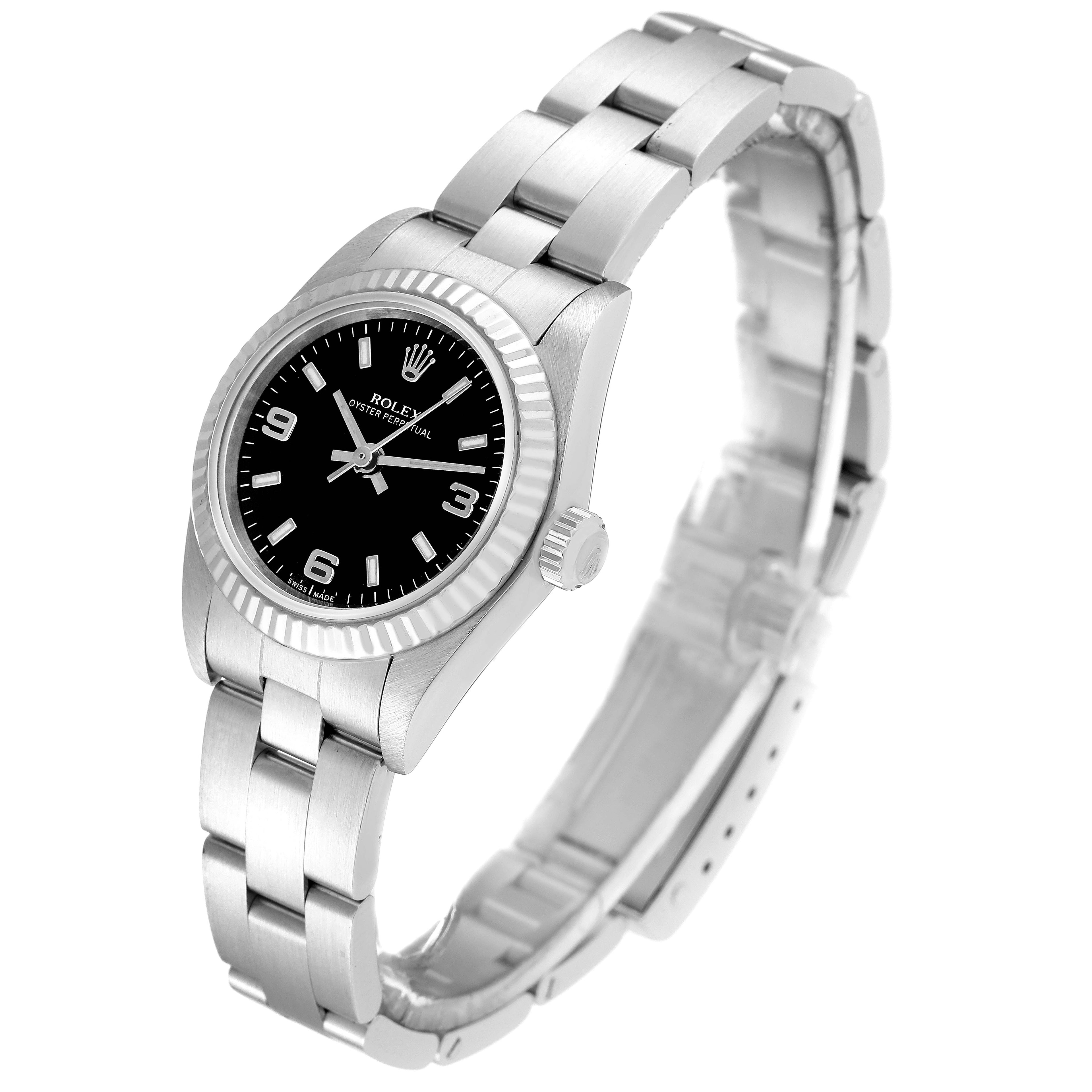 Rolex Oyster Perpetual Steel White Gold Ladies Watch 76094 Box Papers