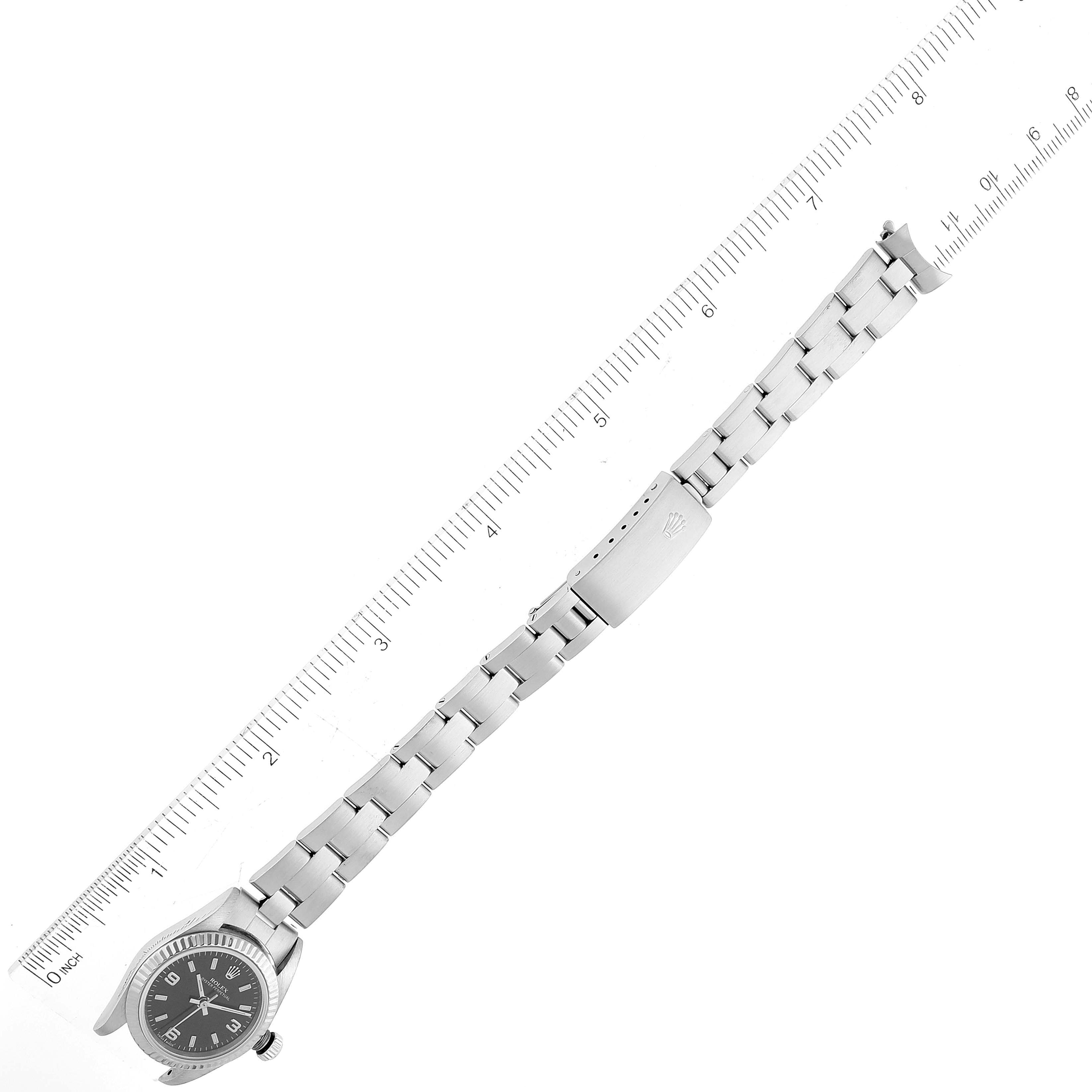 Rolex Oyster Perpetual Steel White Gold Ladies Watch 76094 Box Papers