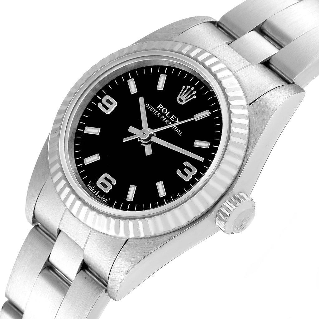 Rolex Oyster Perpetual Steel White Gold Ladies Watch 76094 Box Papers