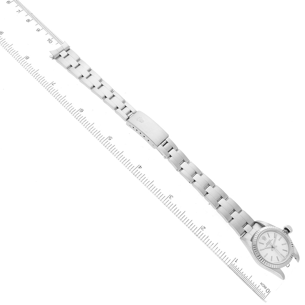 Rolex Oyster Perpetual Steel White Gold Silver Dial Ladies Watch 67194