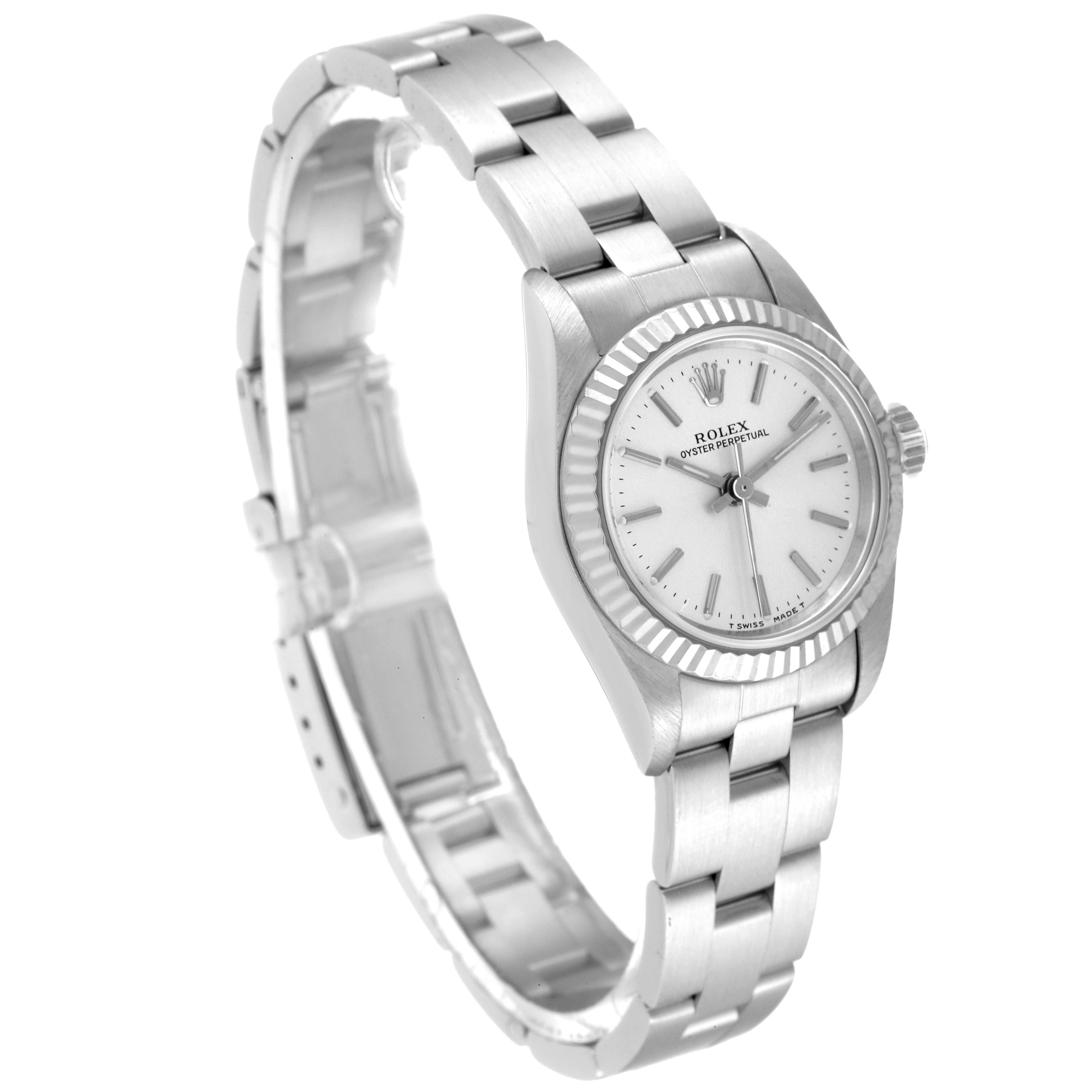 Rolex Oyster Perpetual Steel White Gold Silver Dial Ladies Watch 67194