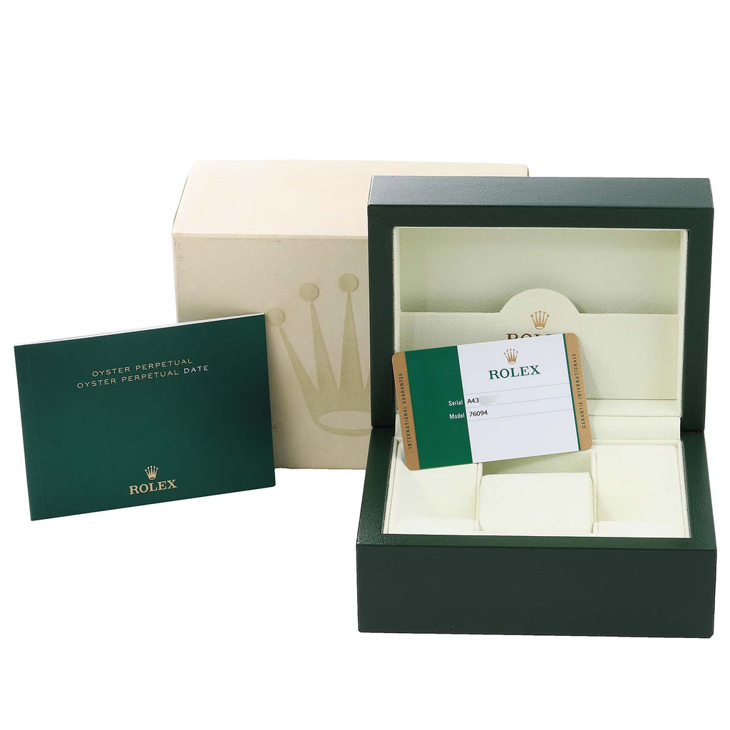 Rolex Oyster Perpetual Steel White Gold Silver Dial Ladies Watch 76094 NOS